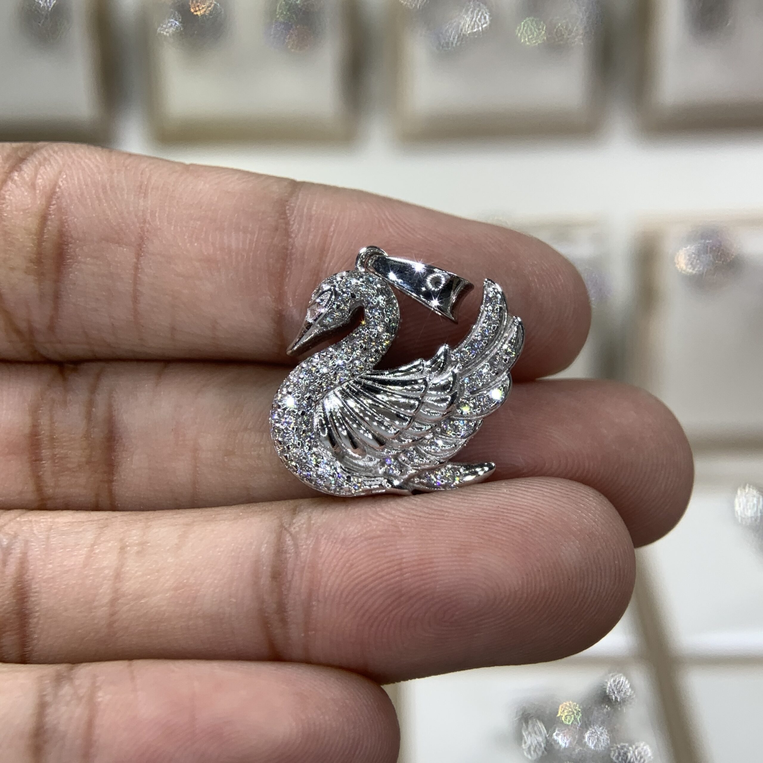 Mặt dây chuyền kim cương Moissanite GRA thiên nga (M69334) - Ảnh 4