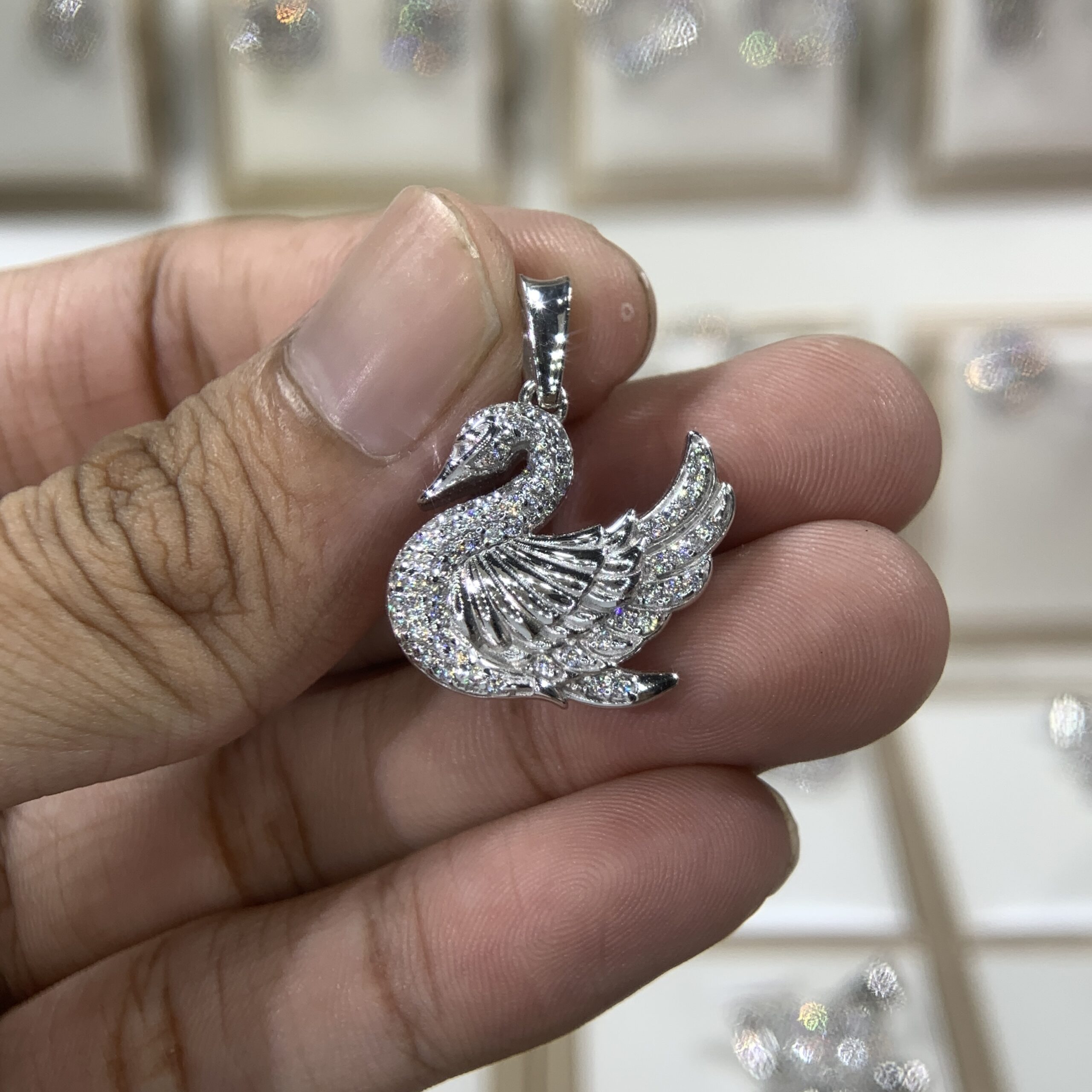 Mặt dây chuyền kim cương Moissanite GRA thiên nga (M69334) - Ảnh 5