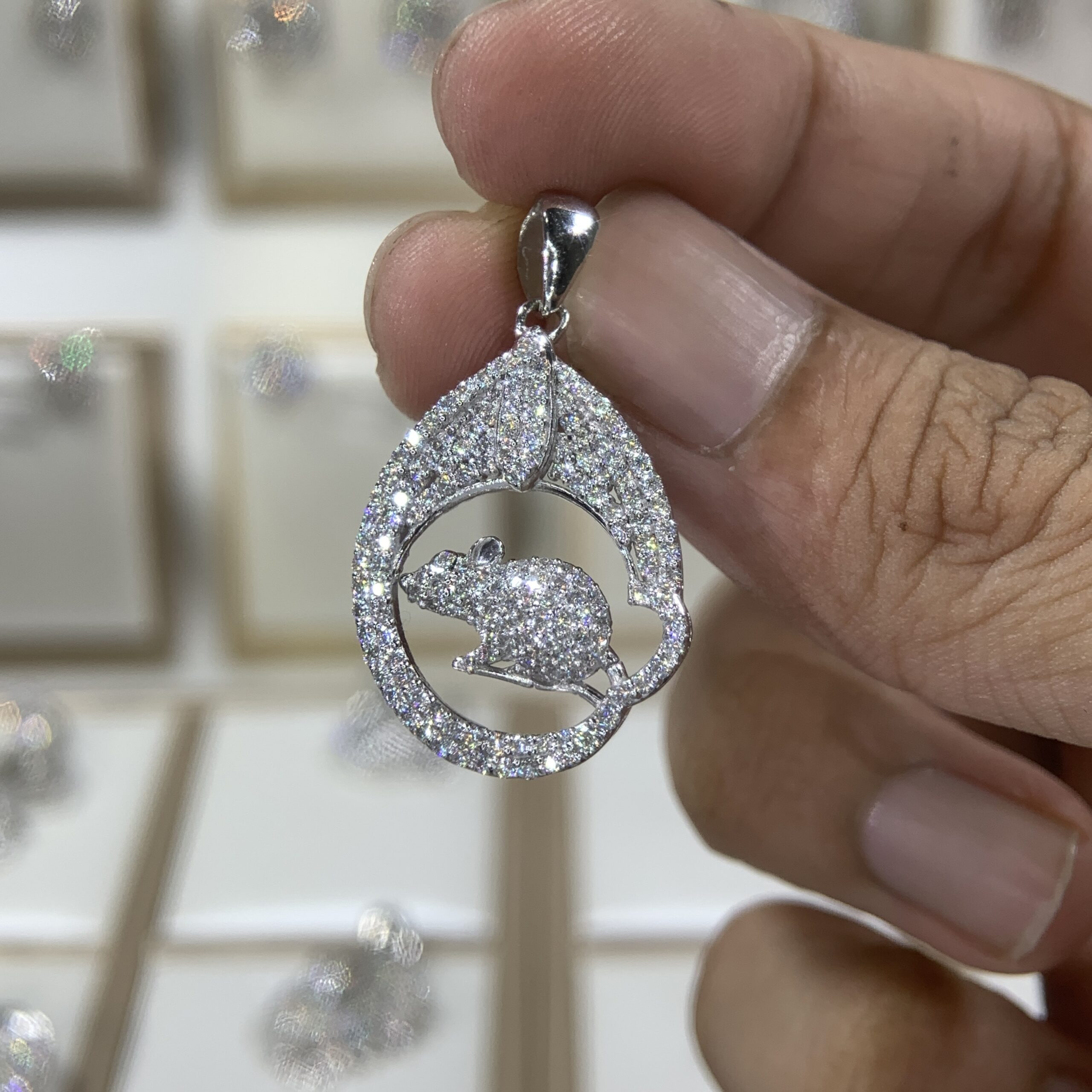 Mặt dây chuyền kim cương Moissanite GRA tuổi Tí (M49134) - Ảnh 5