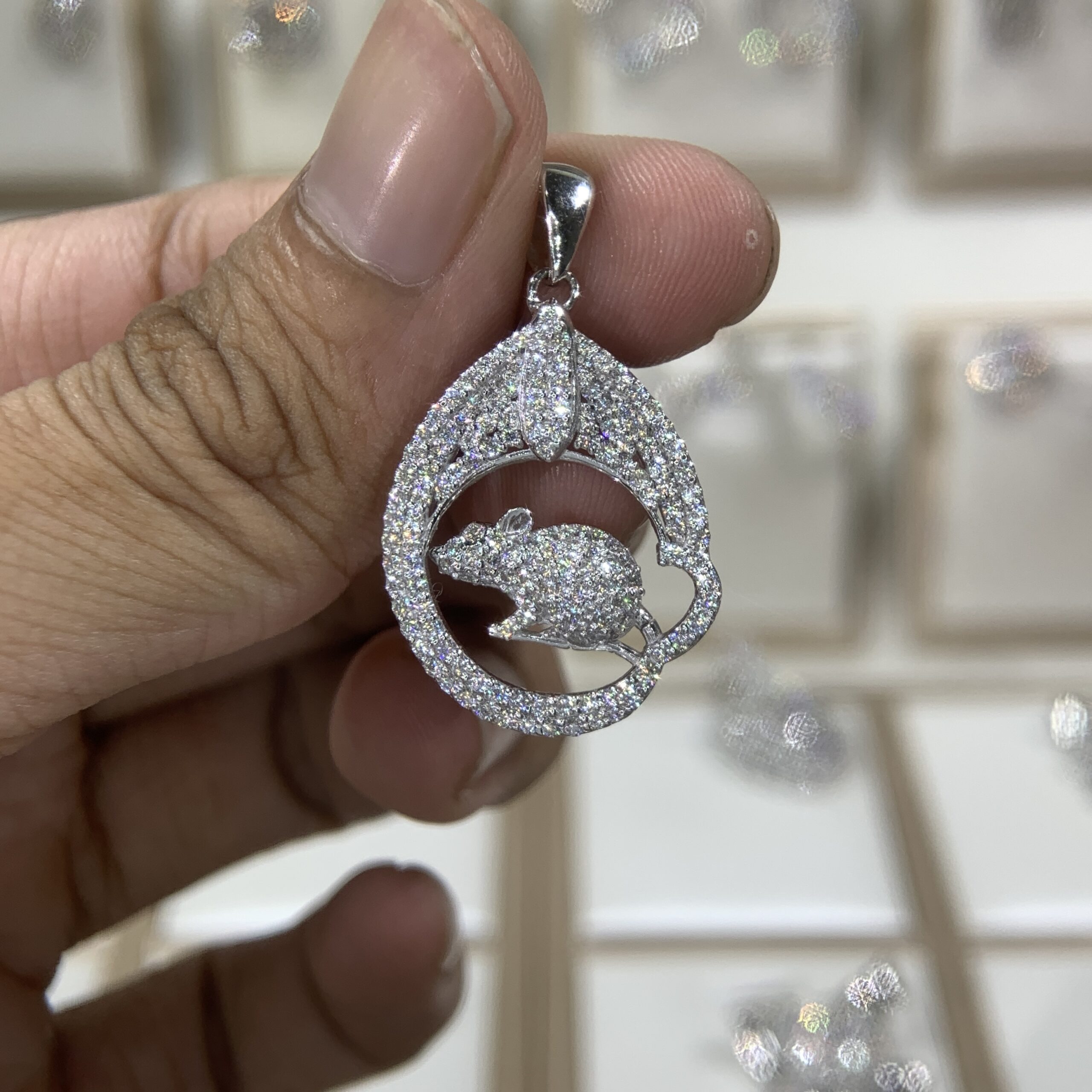Mặt dây chuyền kim cương Moissanite GRA tuổi Tí (M49134) - Ảnh 3