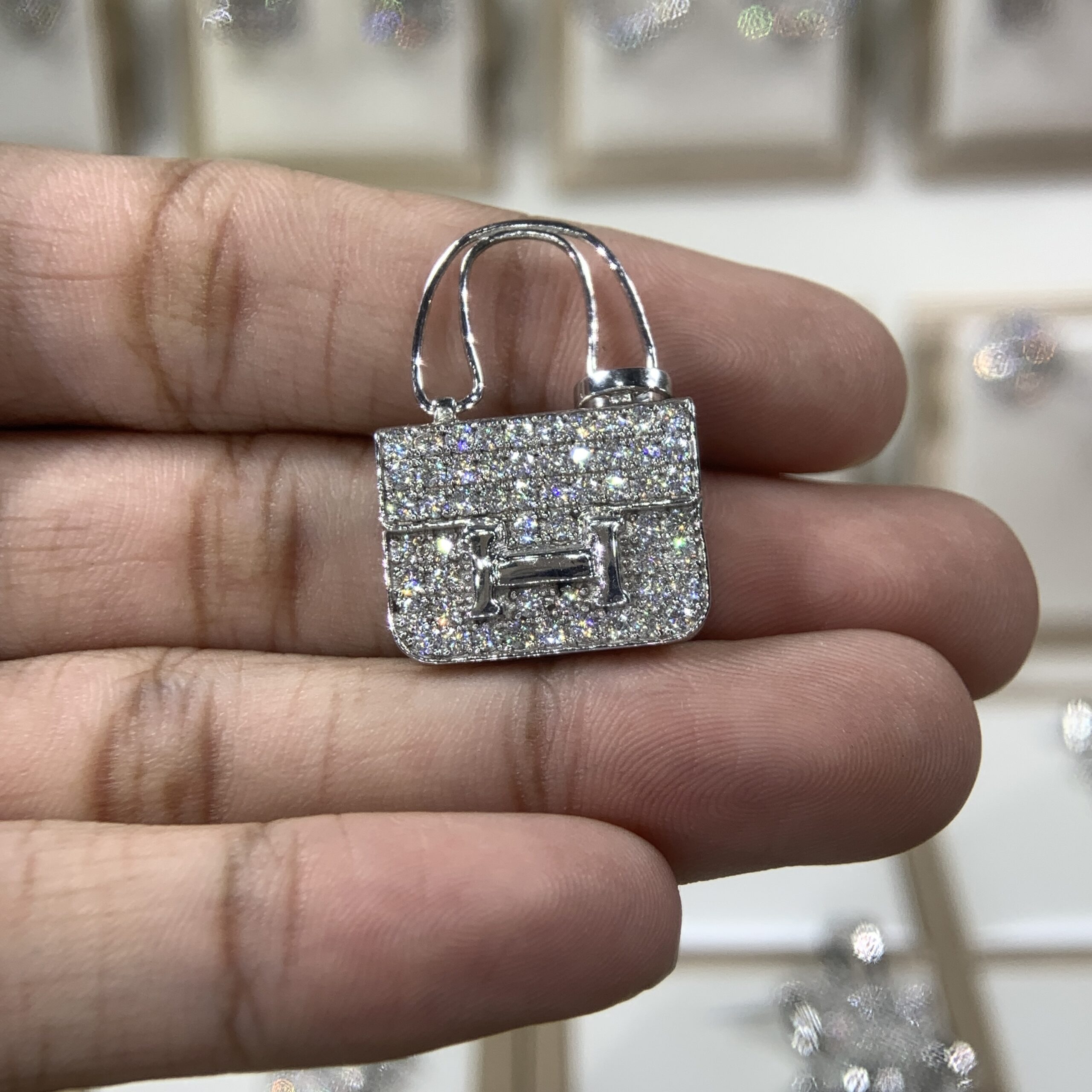 Mặt dây chuyền kim cương Moissanite GRA túi xách (M68954) - Ảnh 4
