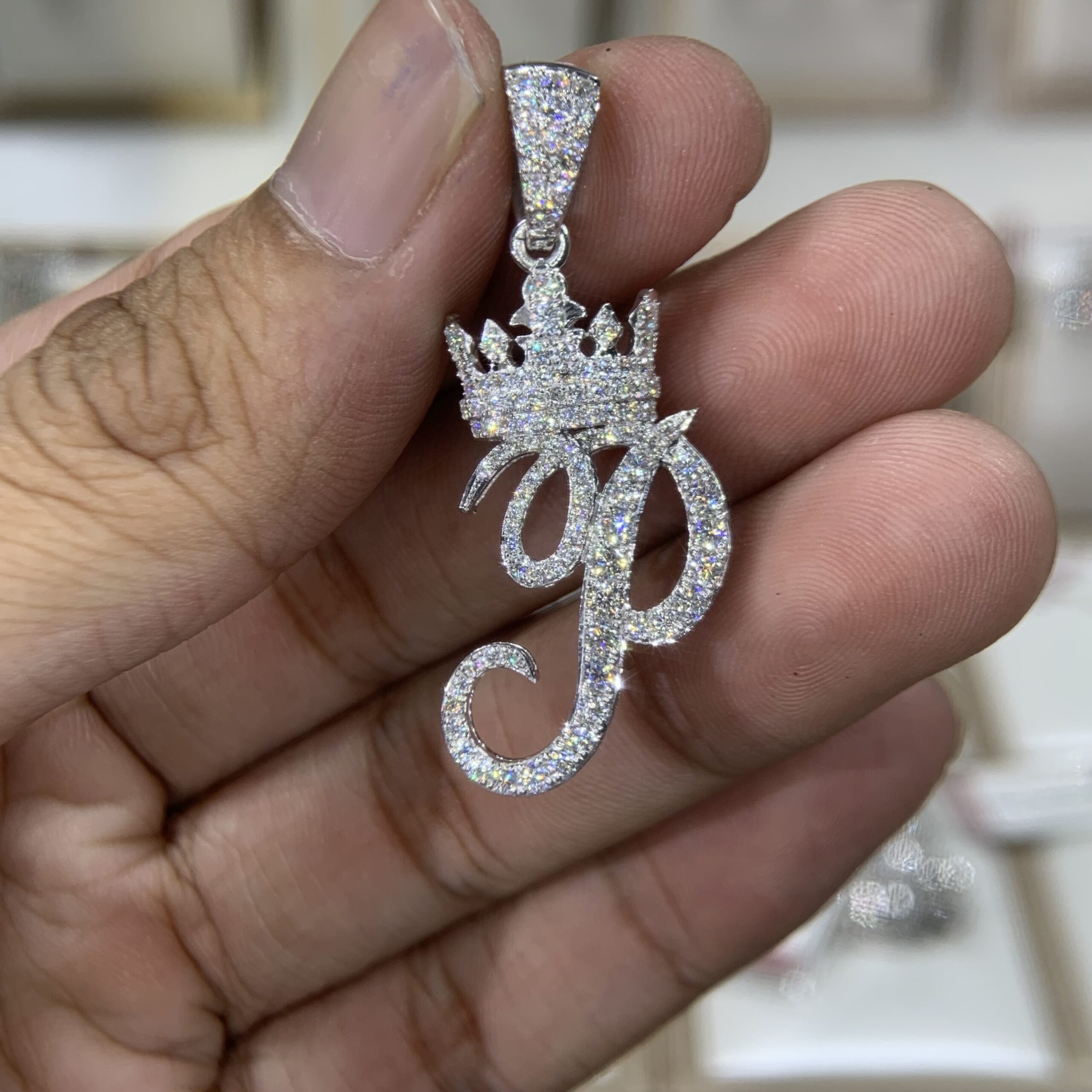 Mặt dây chuyền kim cương Moissanite GRA chữ P (M610014) - Ảnh 5