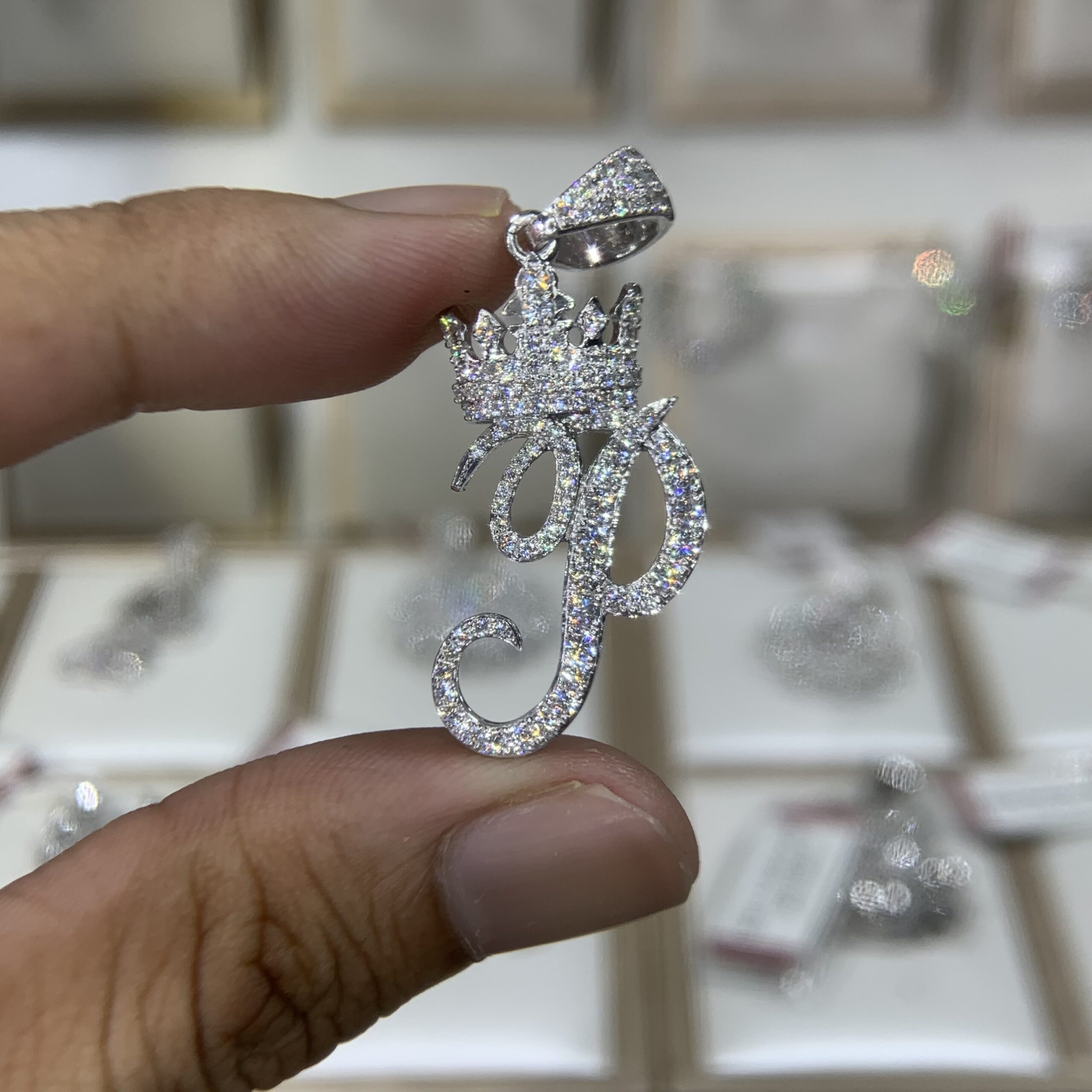 Mặt dây chuyền kim cương Moissanite GRA chữ P (M610014) - Ảnh 2