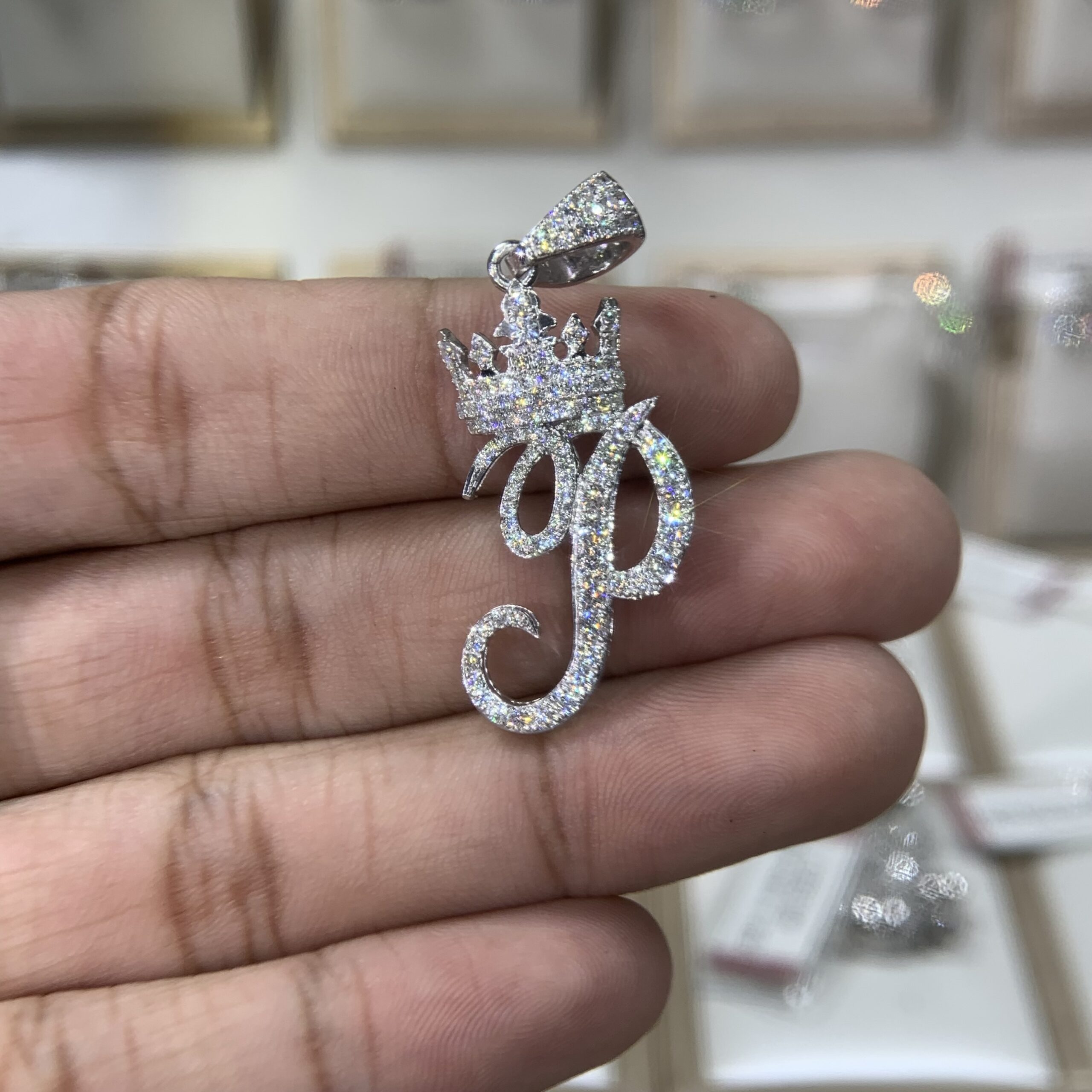 Mặt dây chuyền kim cương Moissanite GRA chữ P (M610014) - Ảnh 3