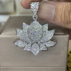 Mặt dây chuyền kim cương Moissanite GRA hoa sen (M920406)