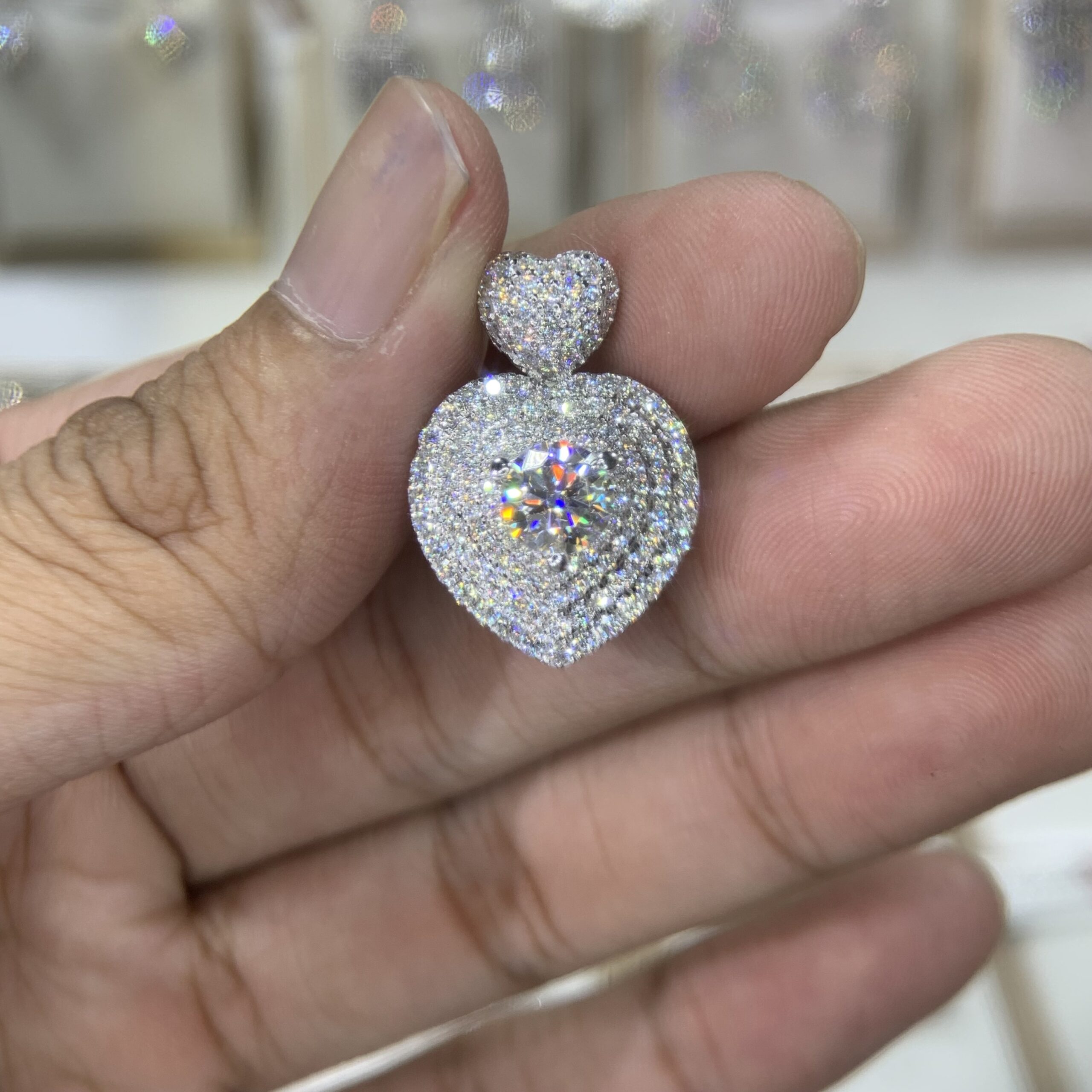 Mặt dây chuyền kim cương Moissanite GRA trái tim (M912017) - Ảnh 3