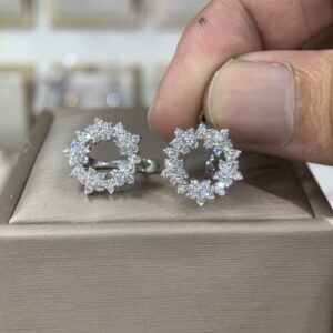 Bông tai kim cương Moissanite GRA hoa chùm (B39247)