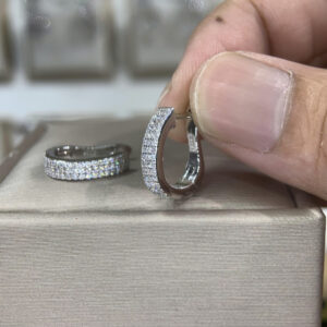 Bông tai kim cương Moissanite GRA dạng khoen (B94424)