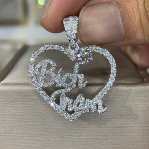 Mặt dây chuyền kim cương Moissanite GRA trái tim tên riêng (M615174)