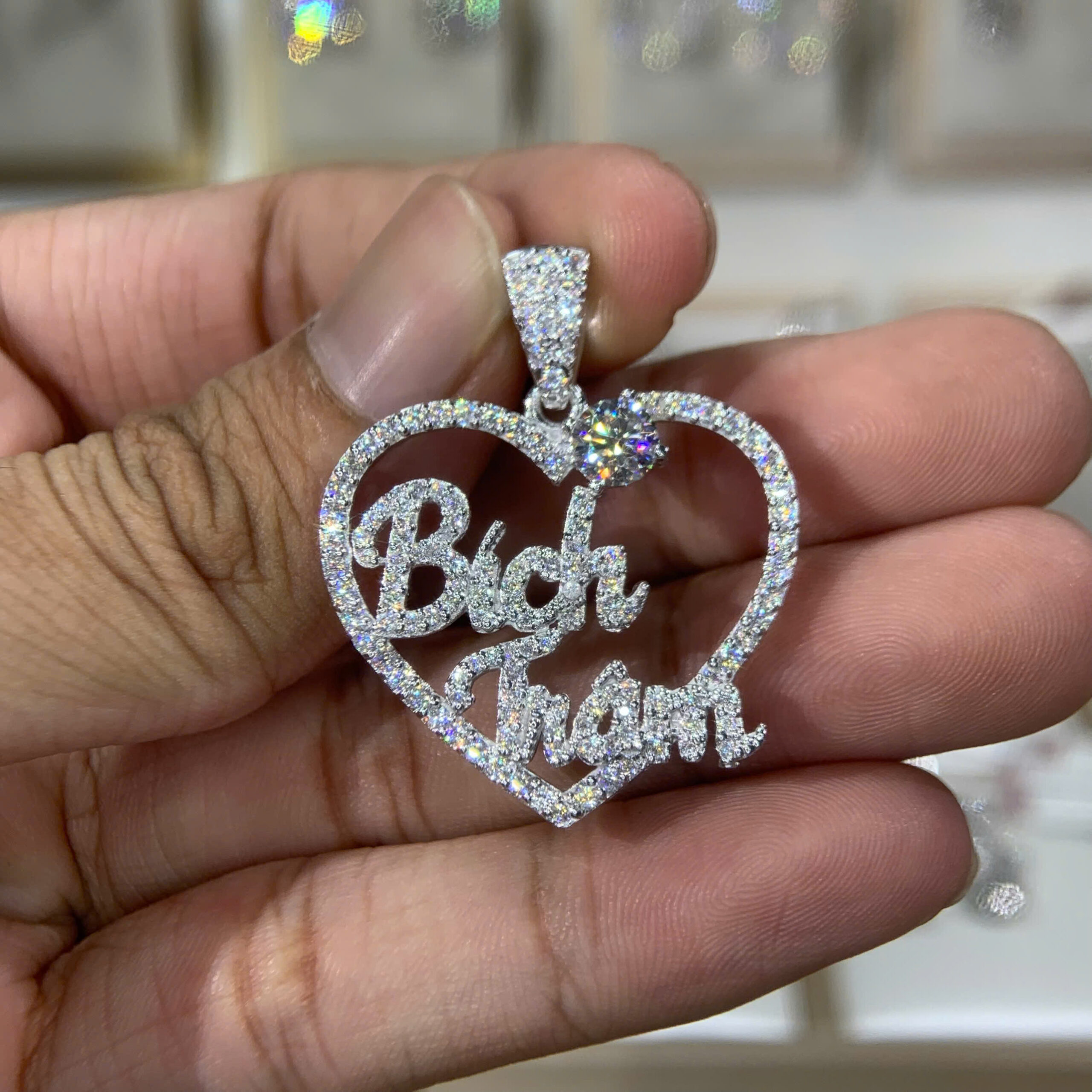 Mặt dây chuyền kim cương Moissanite GRA trái tim tên riêng (M615174) - Ảnh 2
