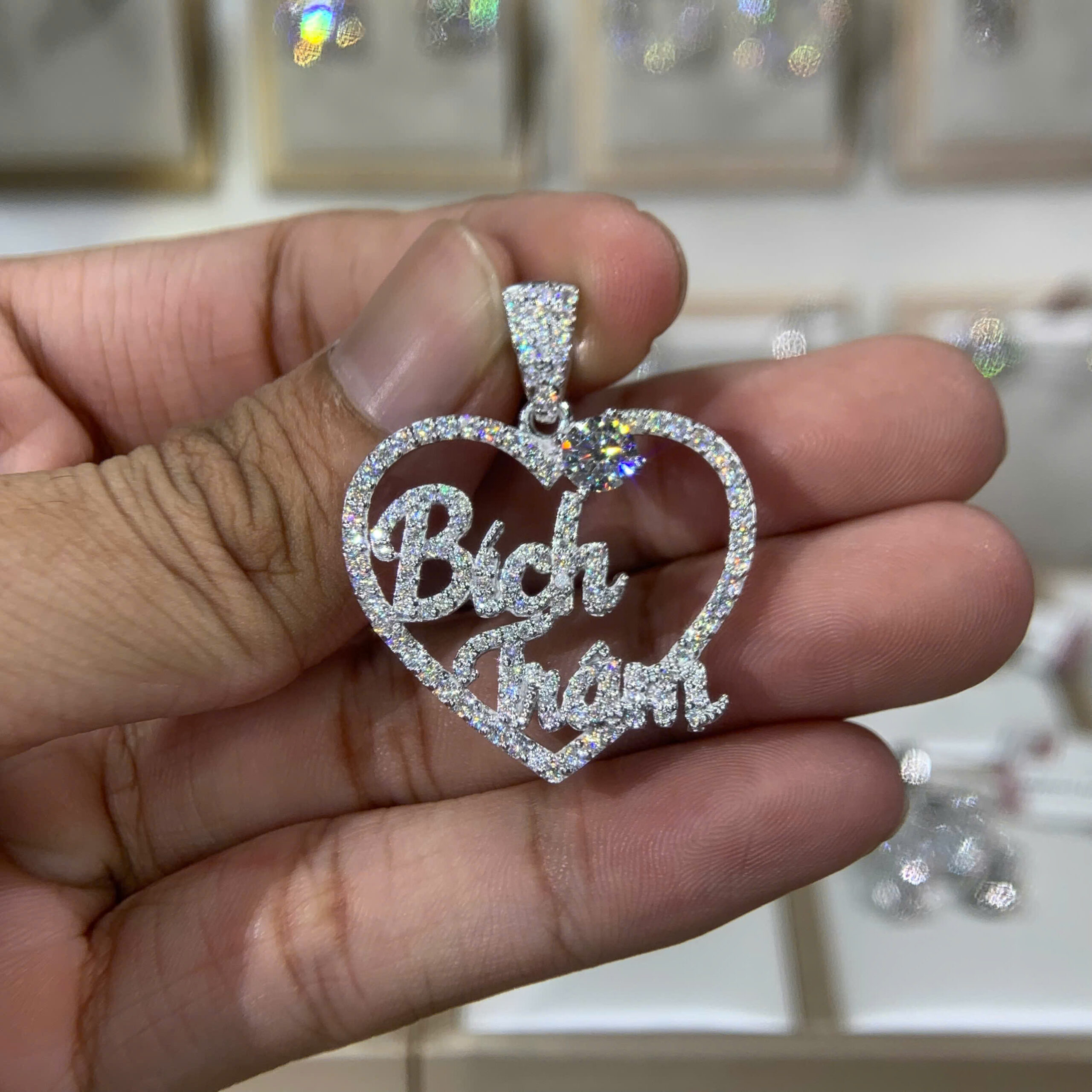 Mặt dây chuyền kim cương Moissanite GRA trái tim tên riêng (M615174) - Ảnh 3