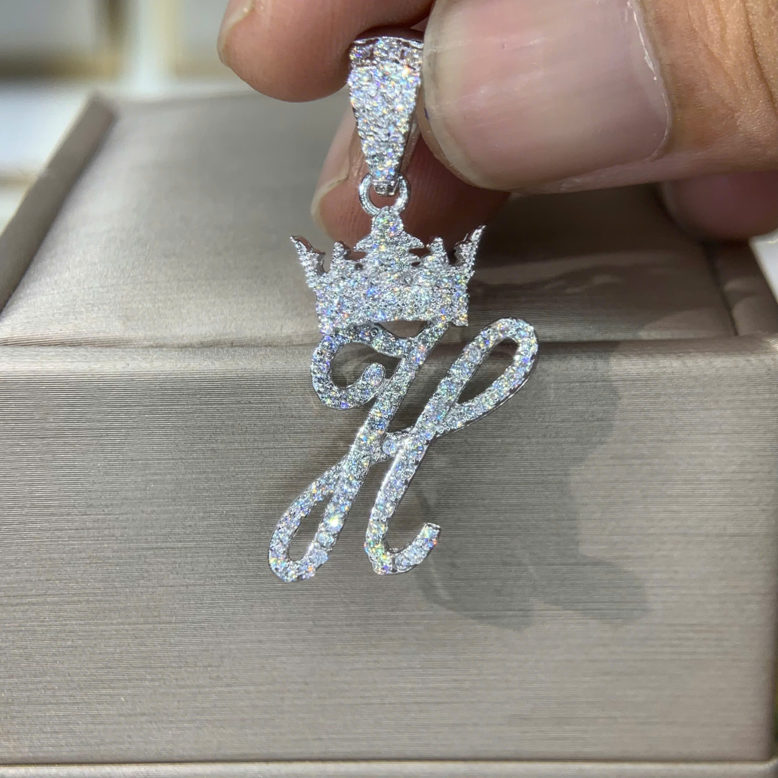Mặt dây chuyền kim cương Moissanite GRA chữ H (M212736)