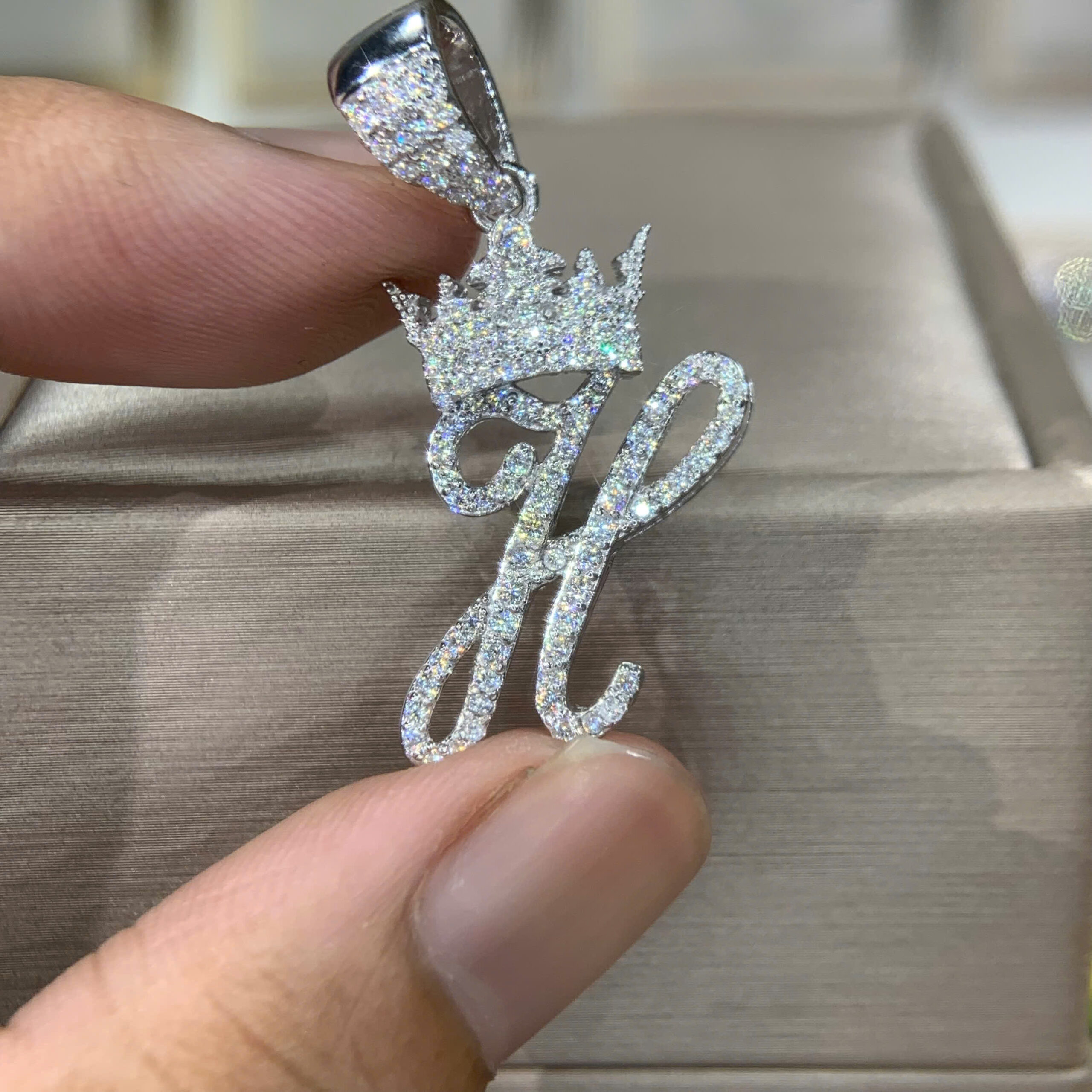 Mặt dây chuyền kim cương Moissanite GRA chữ H (M212736) - Ảnh 3