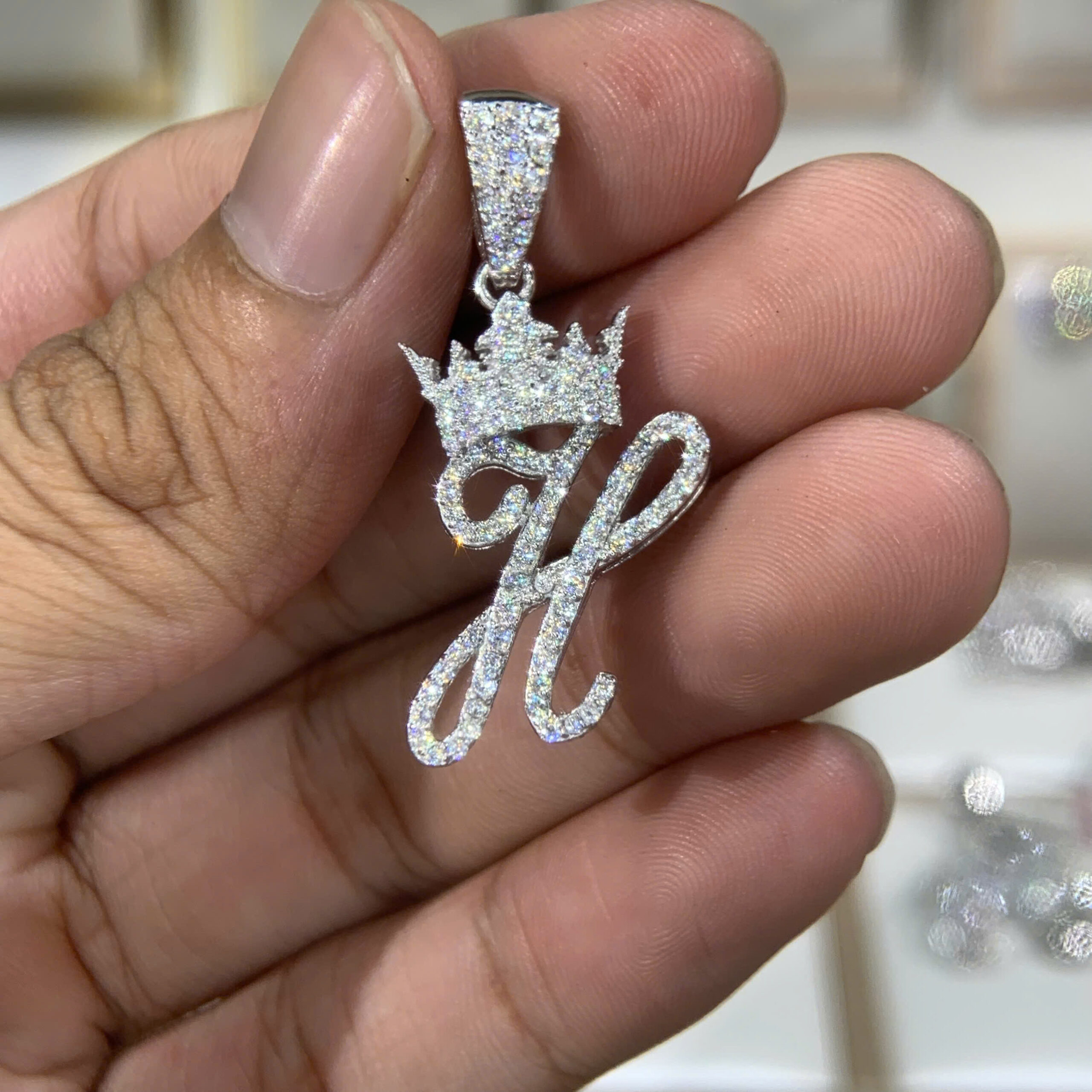 Mặt dây chuyền kim cương Moissanite GRA chữ H (M212736) - Ảnh 4