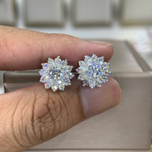 Bông tai kim cương Moissanite GRA hoa mai (B910174)