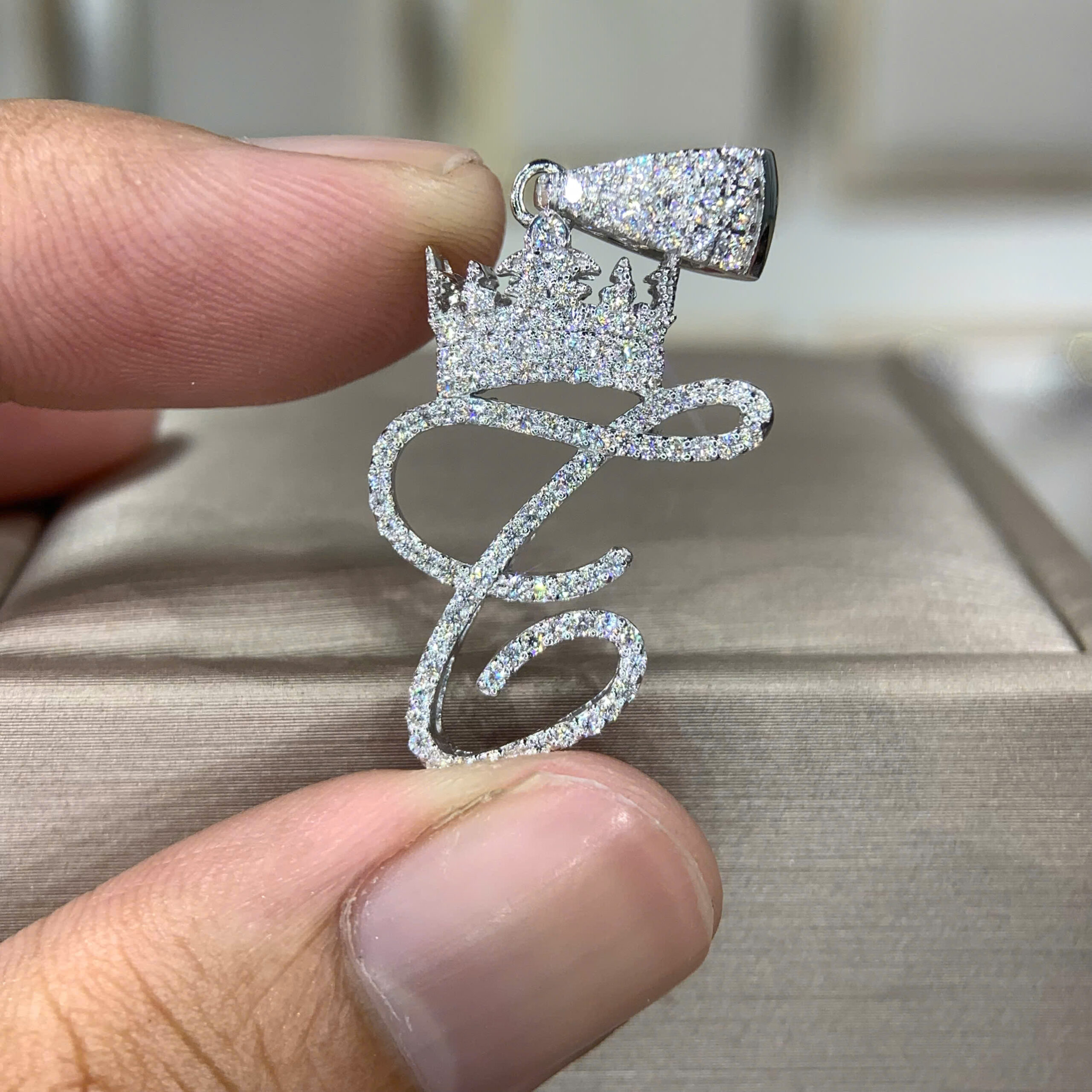 Mặt dây chuyền kim cương Moissanite GRA chữ T (M313728) - Ảnh 3