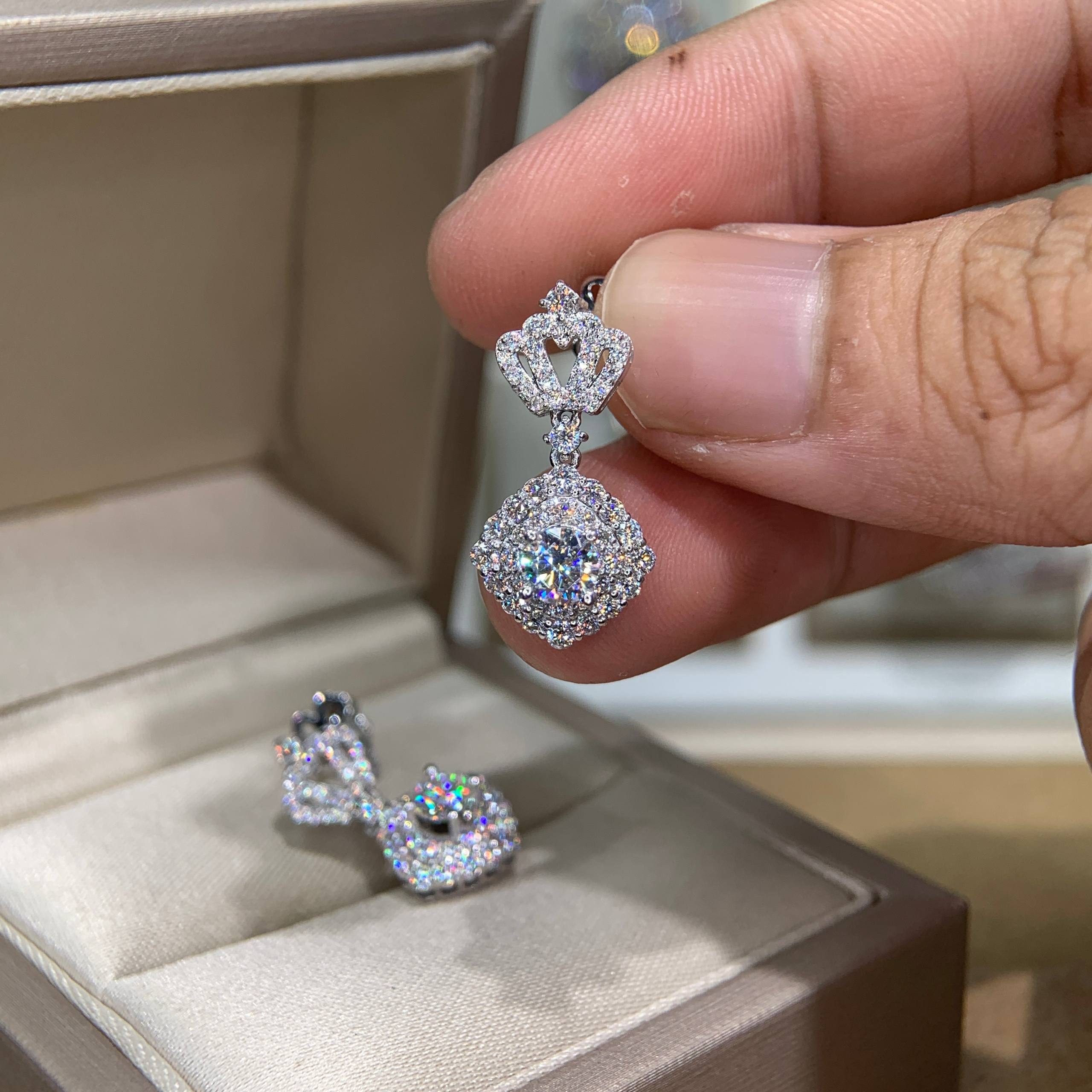 Bông tai kim cương Moissanite GRA (A296) - Ảnh 2