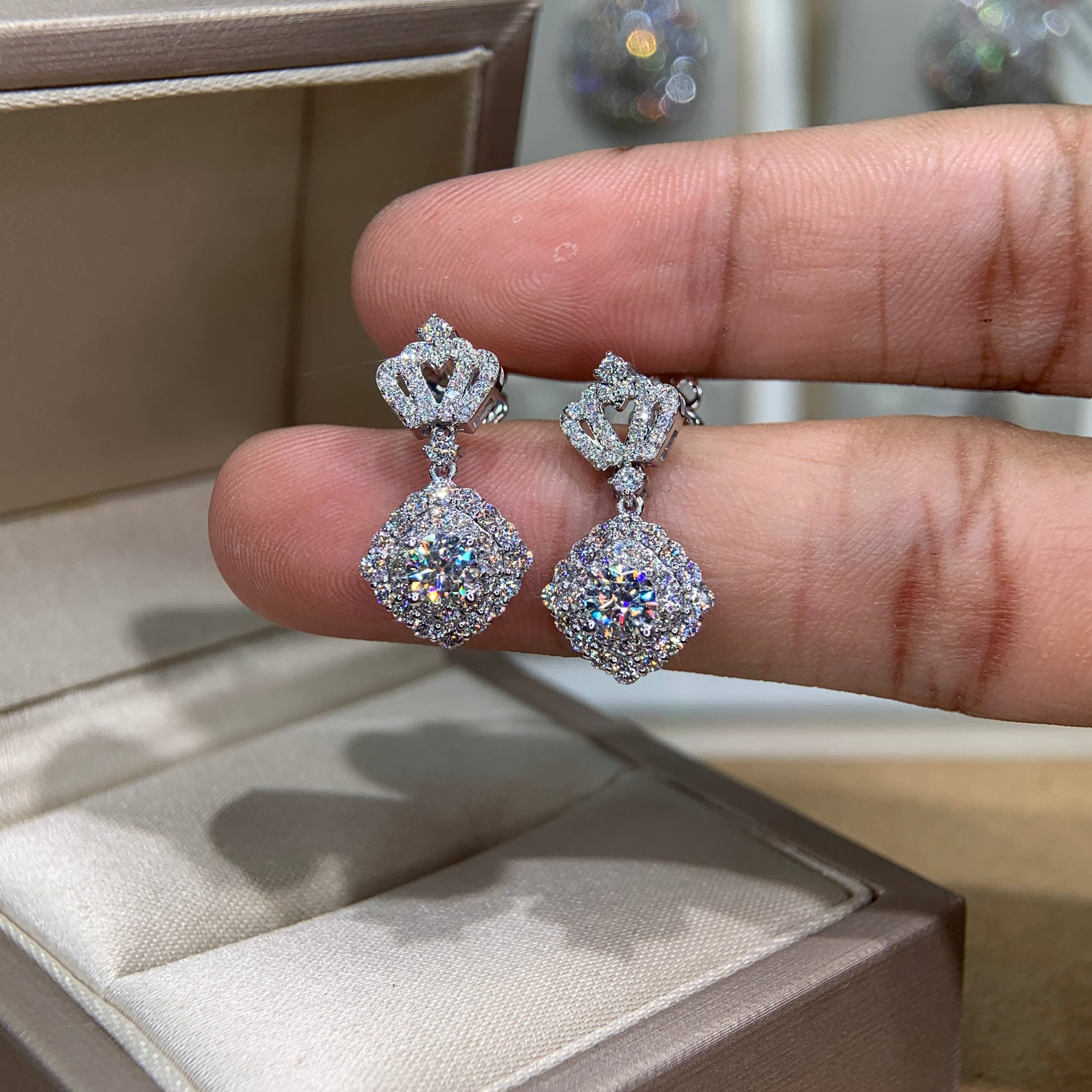 Bông tai kim cương Moissanite GRA (A296) - Ảnh 5