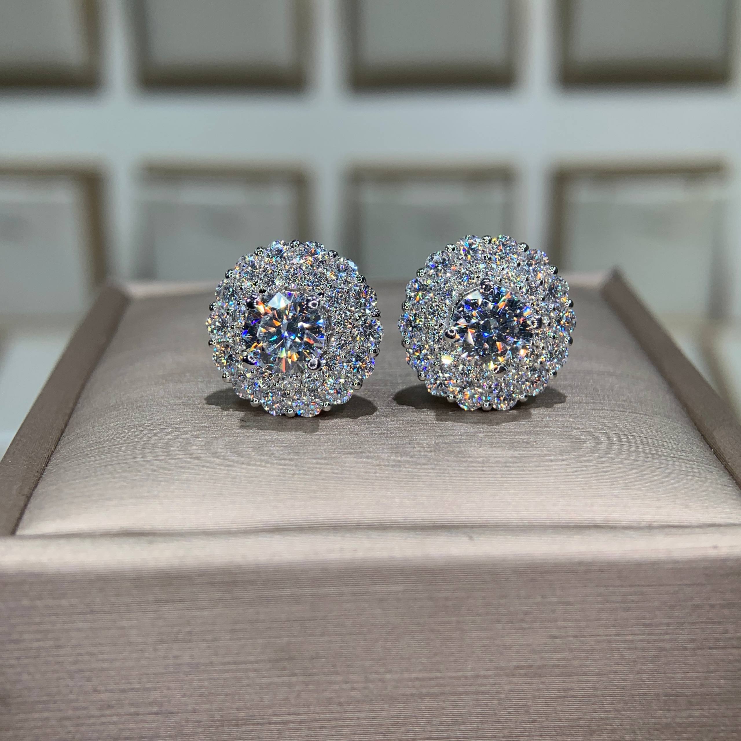 Bông tai kim cương Moissanite GRA (A659)