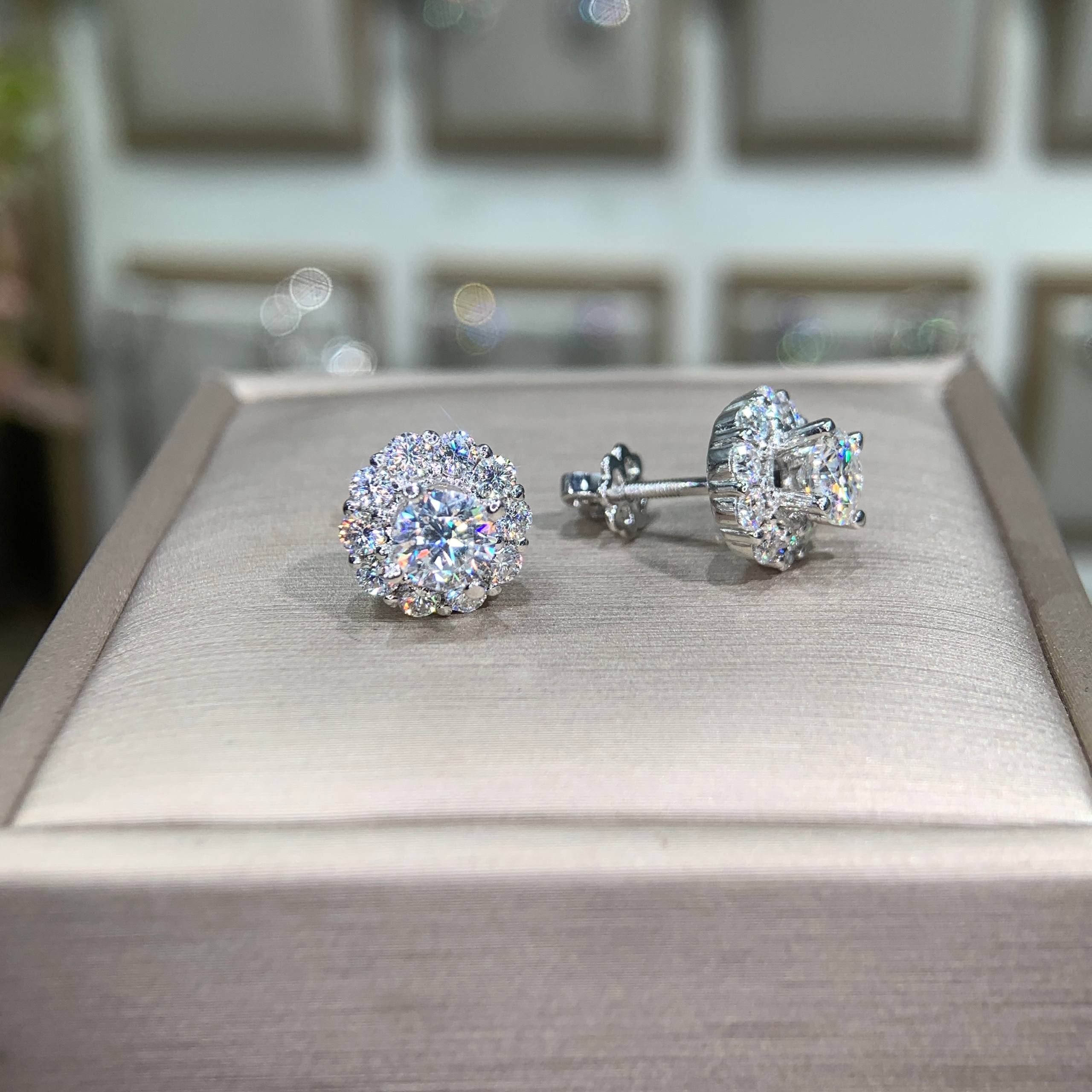 Bông tai kim cương Moissanite GRA (A222) - Ảnh 4