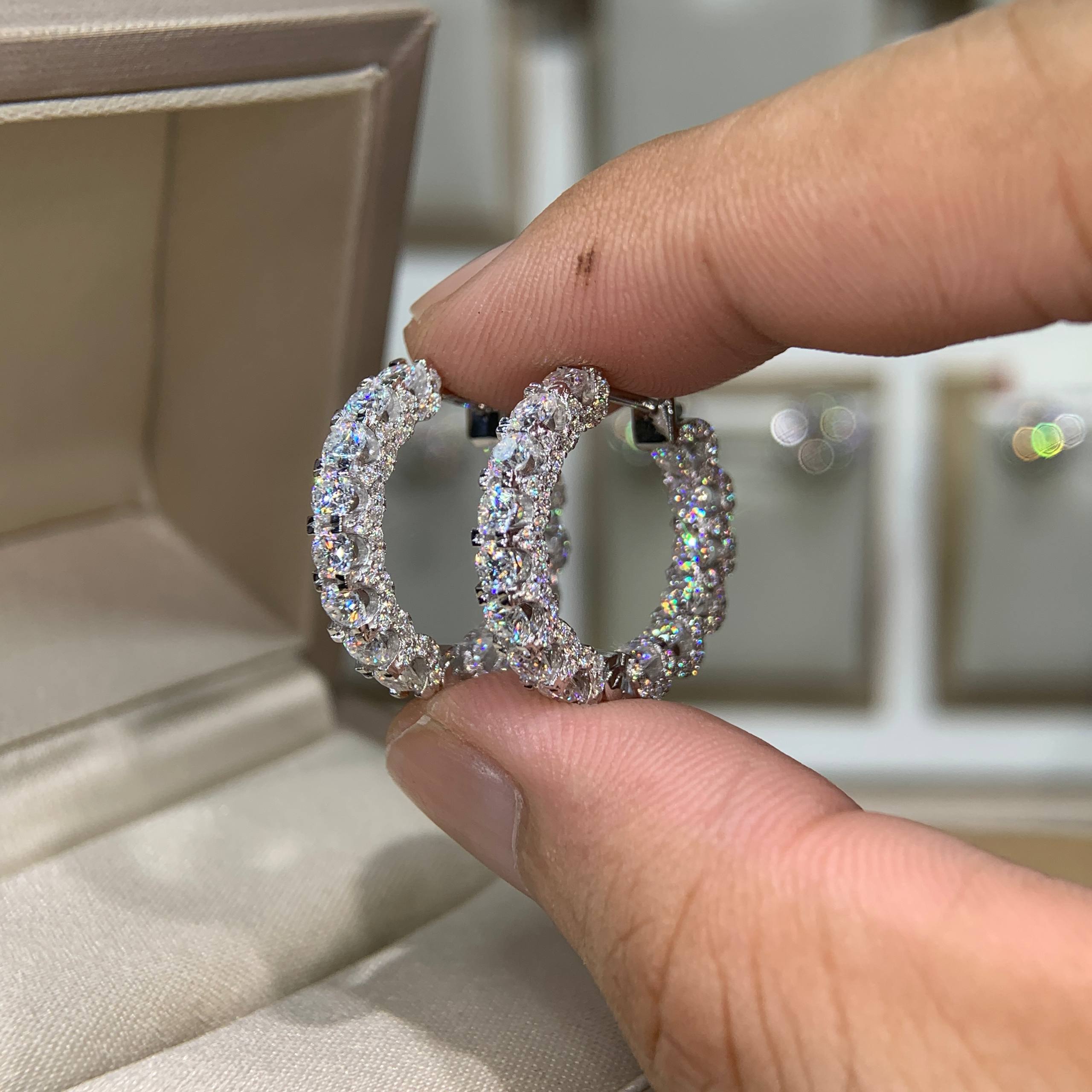 Bông tai kim cương Moissanite GRA (B163) - Ảnh 8