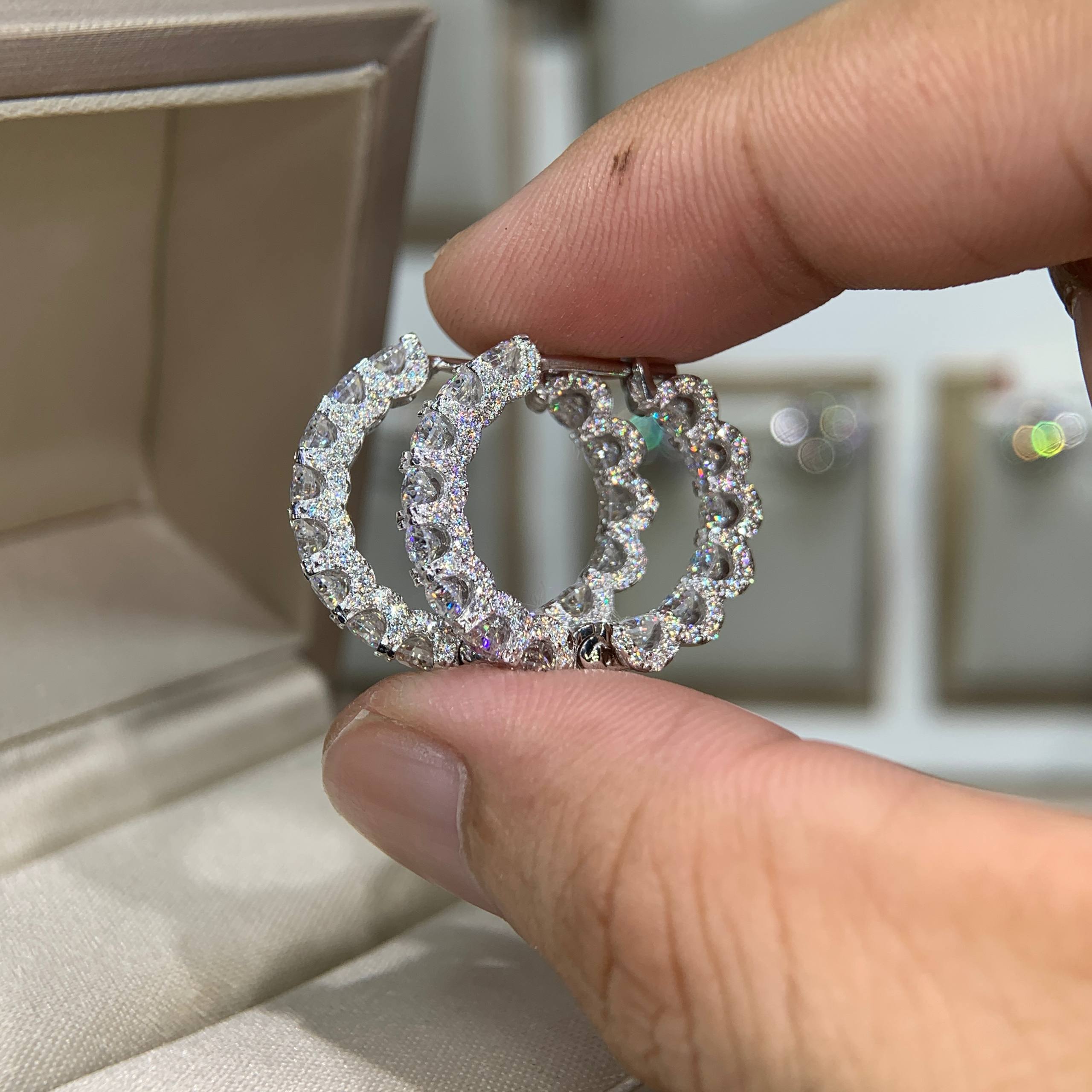 Bông tai kim cương Moissanite GRA (B163) - Ảnh 7