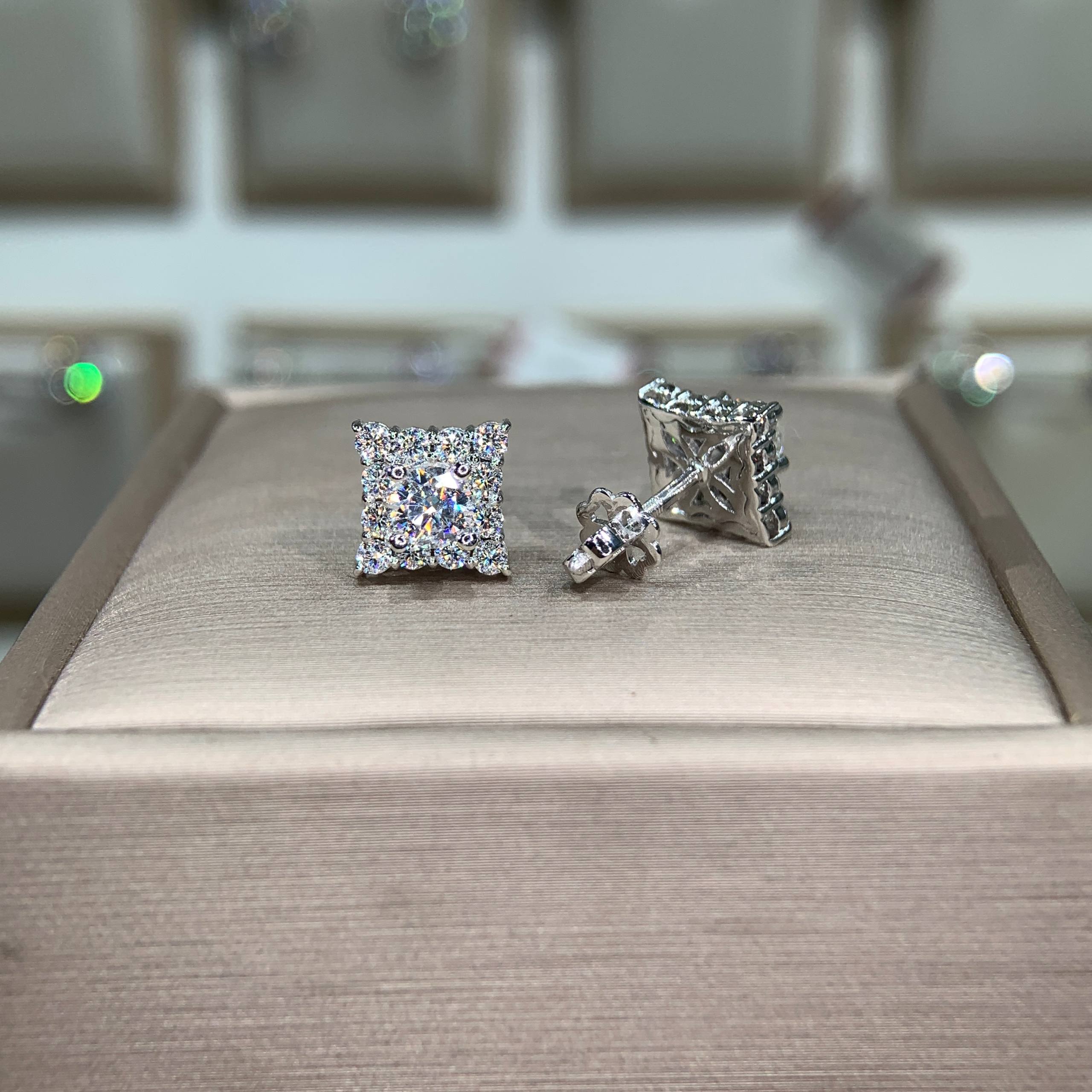 Bông tai kim cương Moissanite GRA (A128) - Ảnh 2