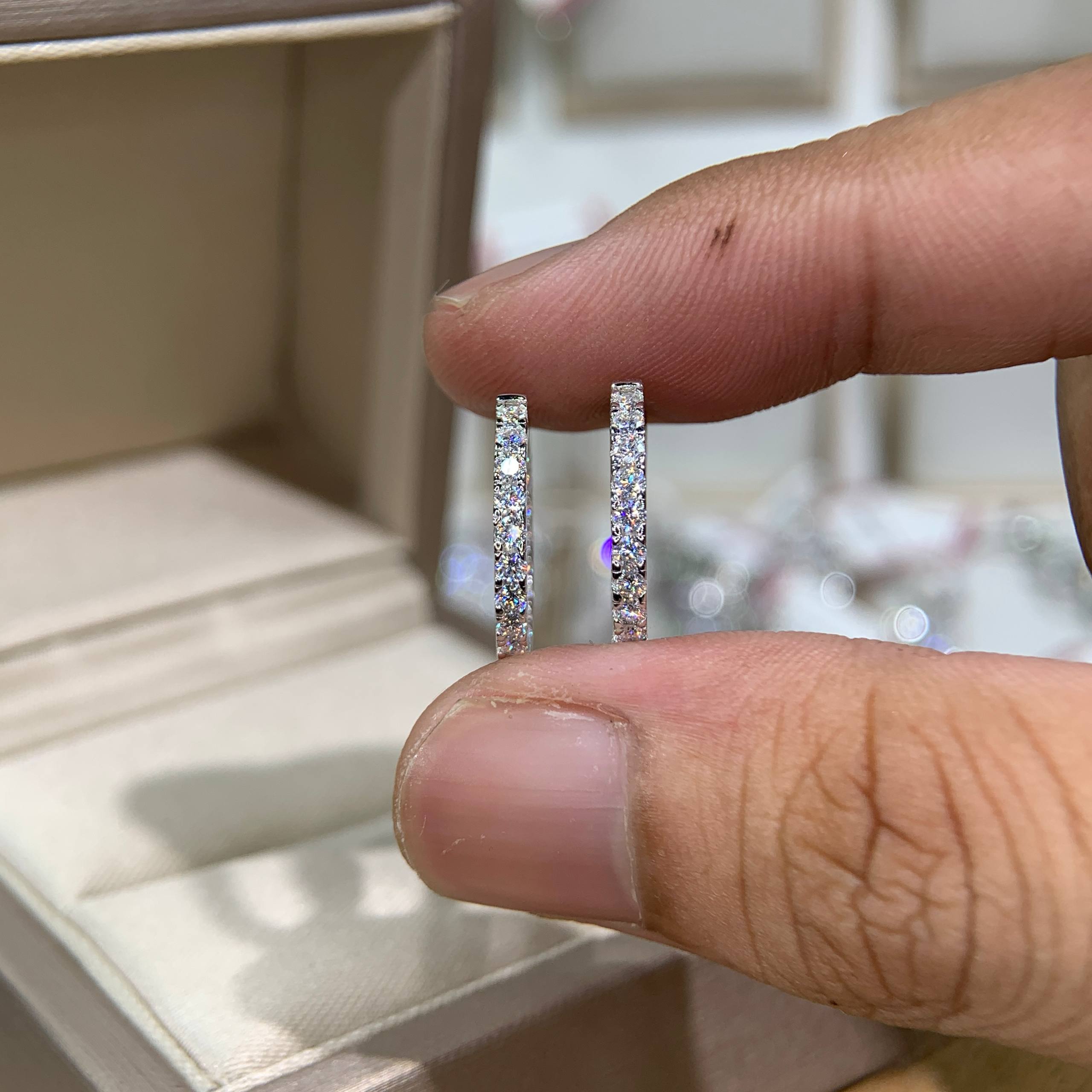 Bông tai kim cương Moissanite GRA (P38) - Ảnh 3