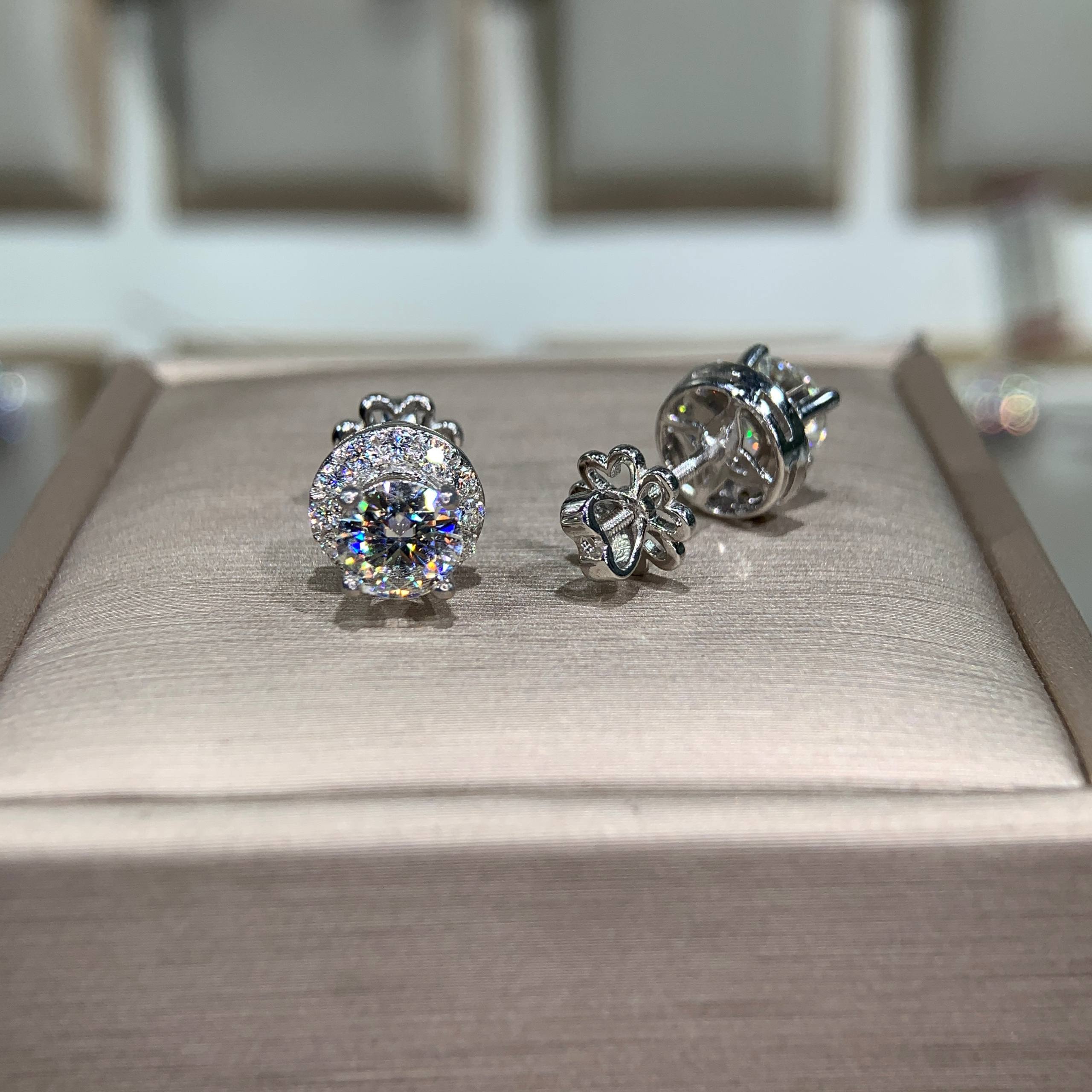Bông tai kim cương Moissanite GRA (A219) - Ảnh 4