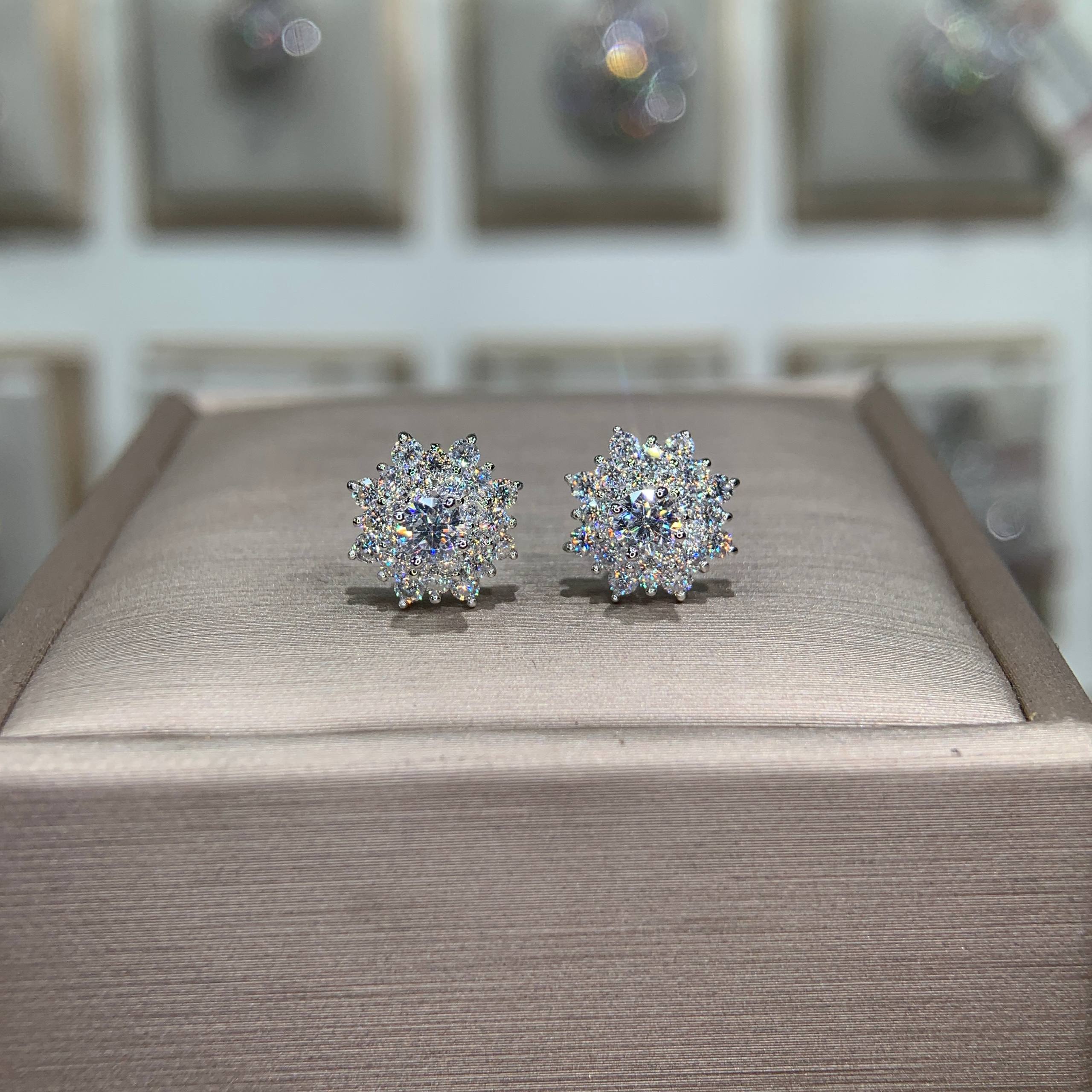 Bông tai kim cương Moissanite GRA (A175)