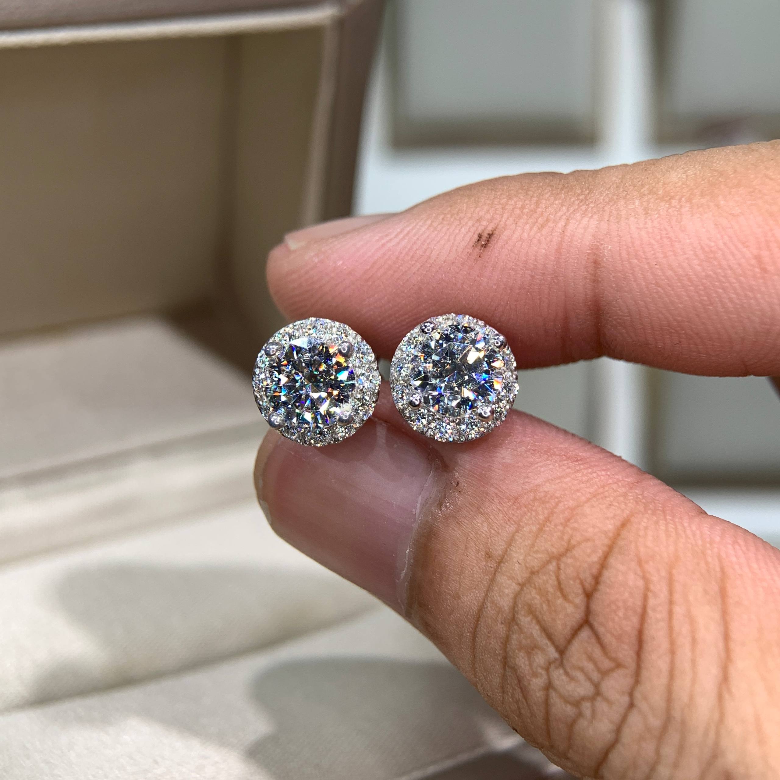 Bông tai kim cương Moissanite GRA (A219) - Ảnh 5