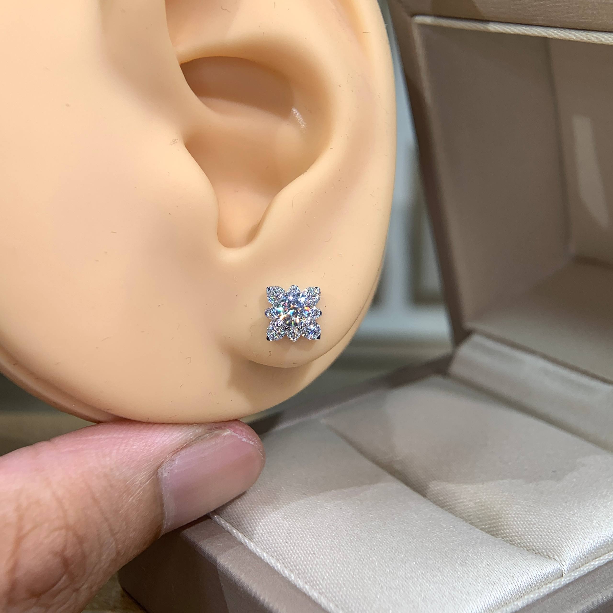 Bông tai kim cương Moissanite GRA (Y53) - Ảnh 2
