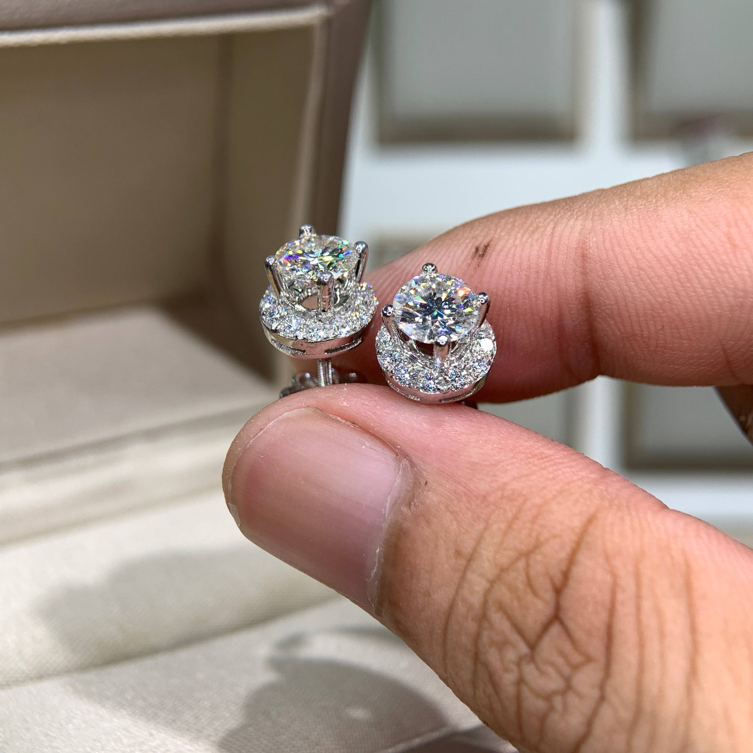 Bông tai kim cương Moissanite GRA (A219) - Ảnh 3