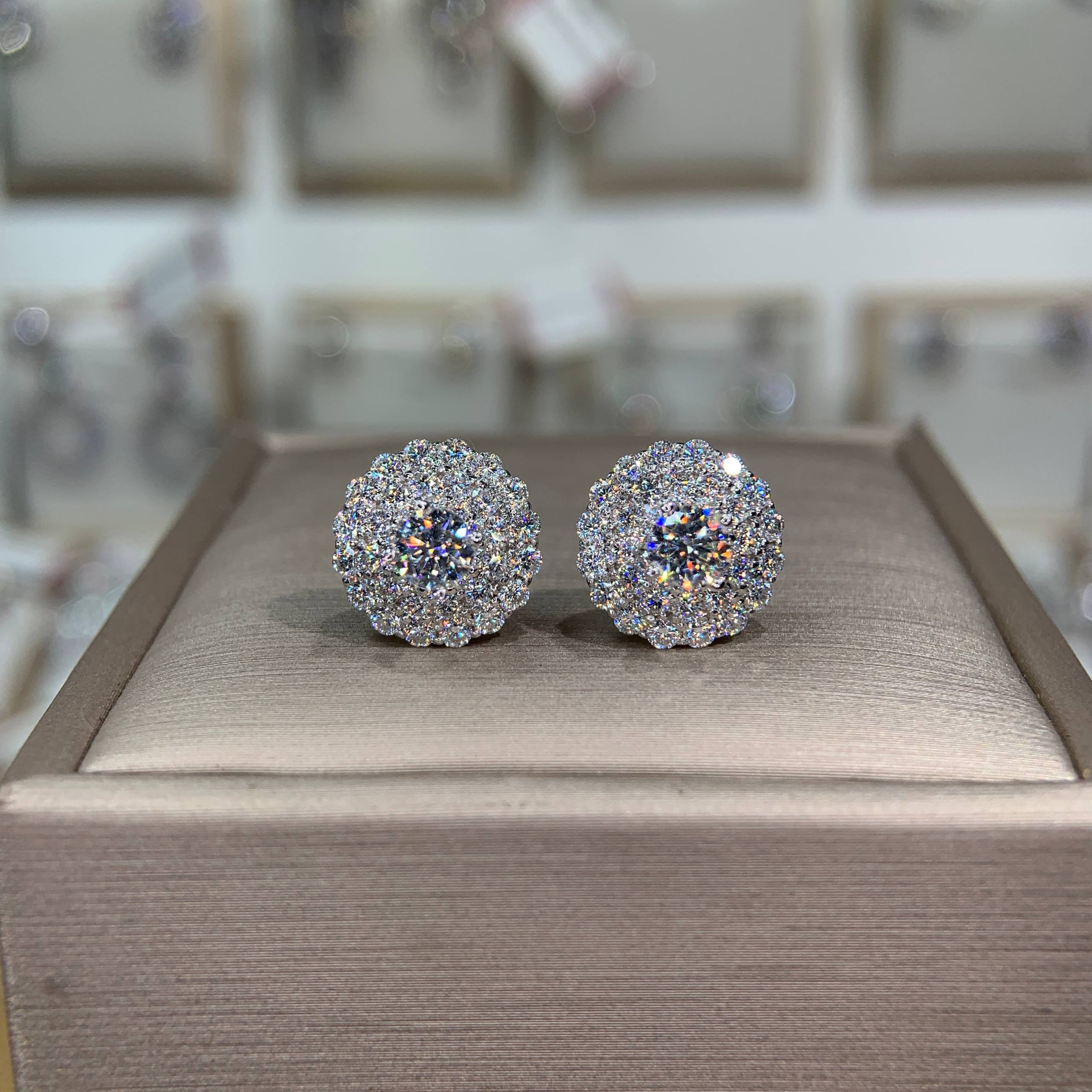 Bông tai kim cương Moissanite GRA (A334)