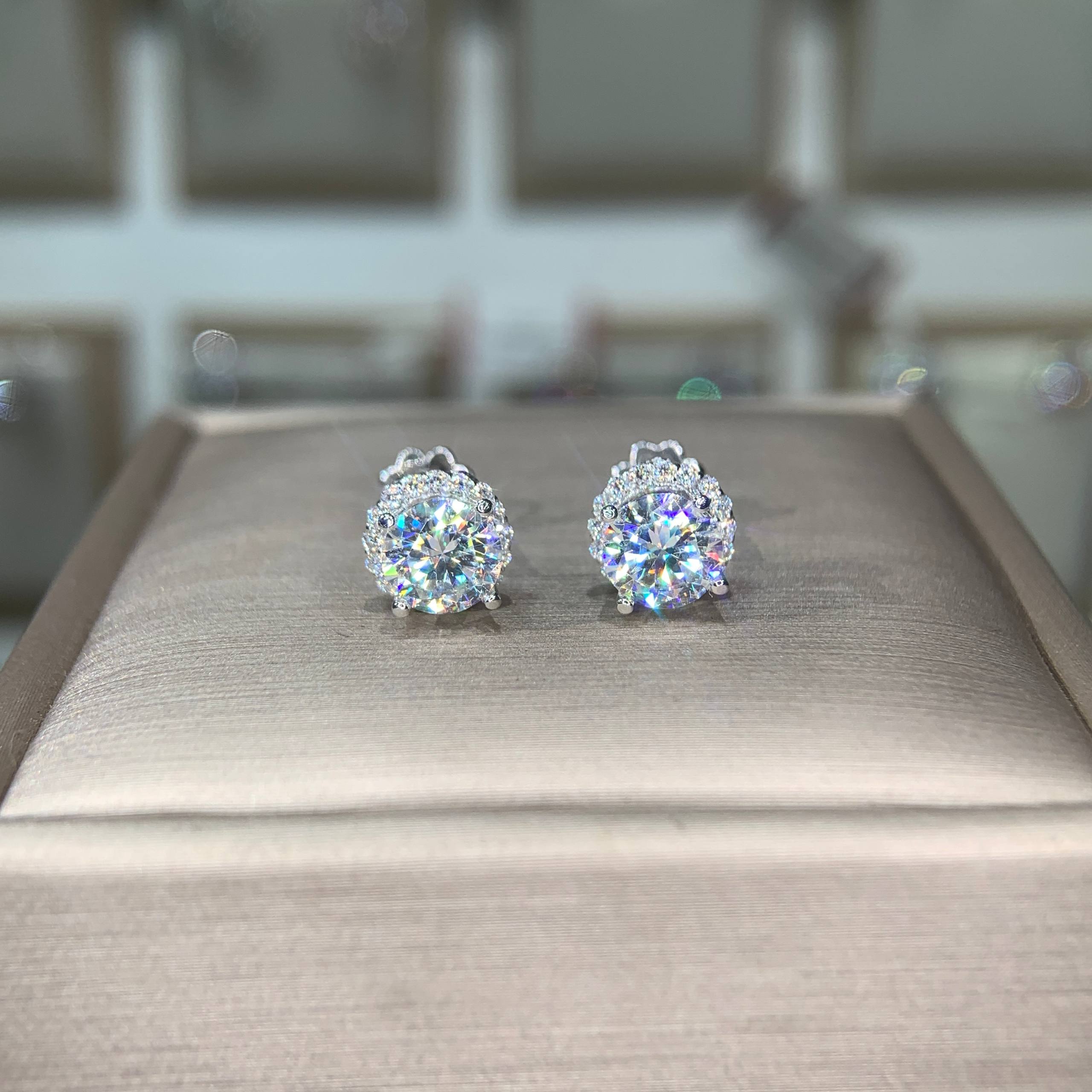 Bông tai kim cương Moissanite GRA (A053) - Ảnh 4