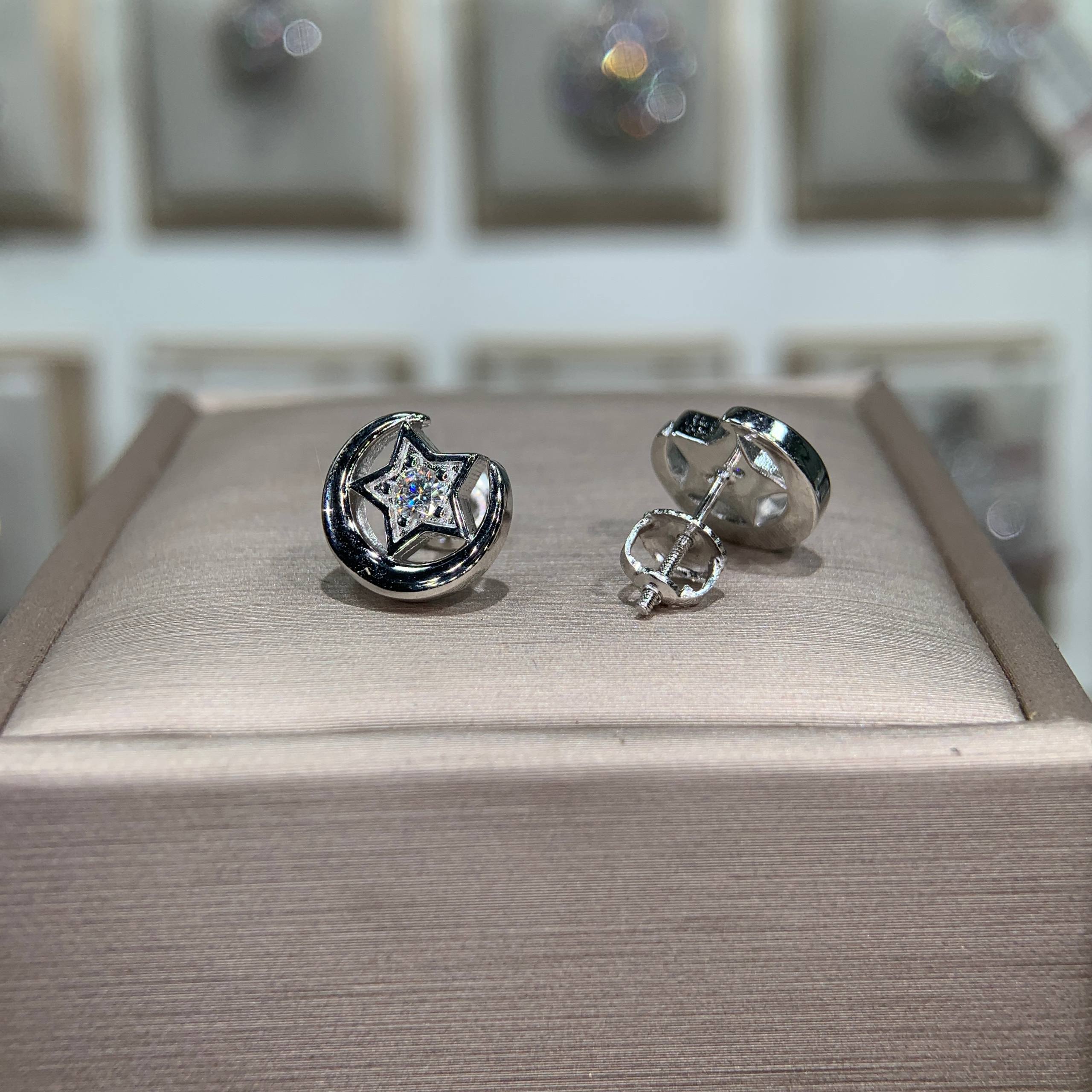 Bông tai kim cương Moissanite GRA (L17) - Ảnh 4