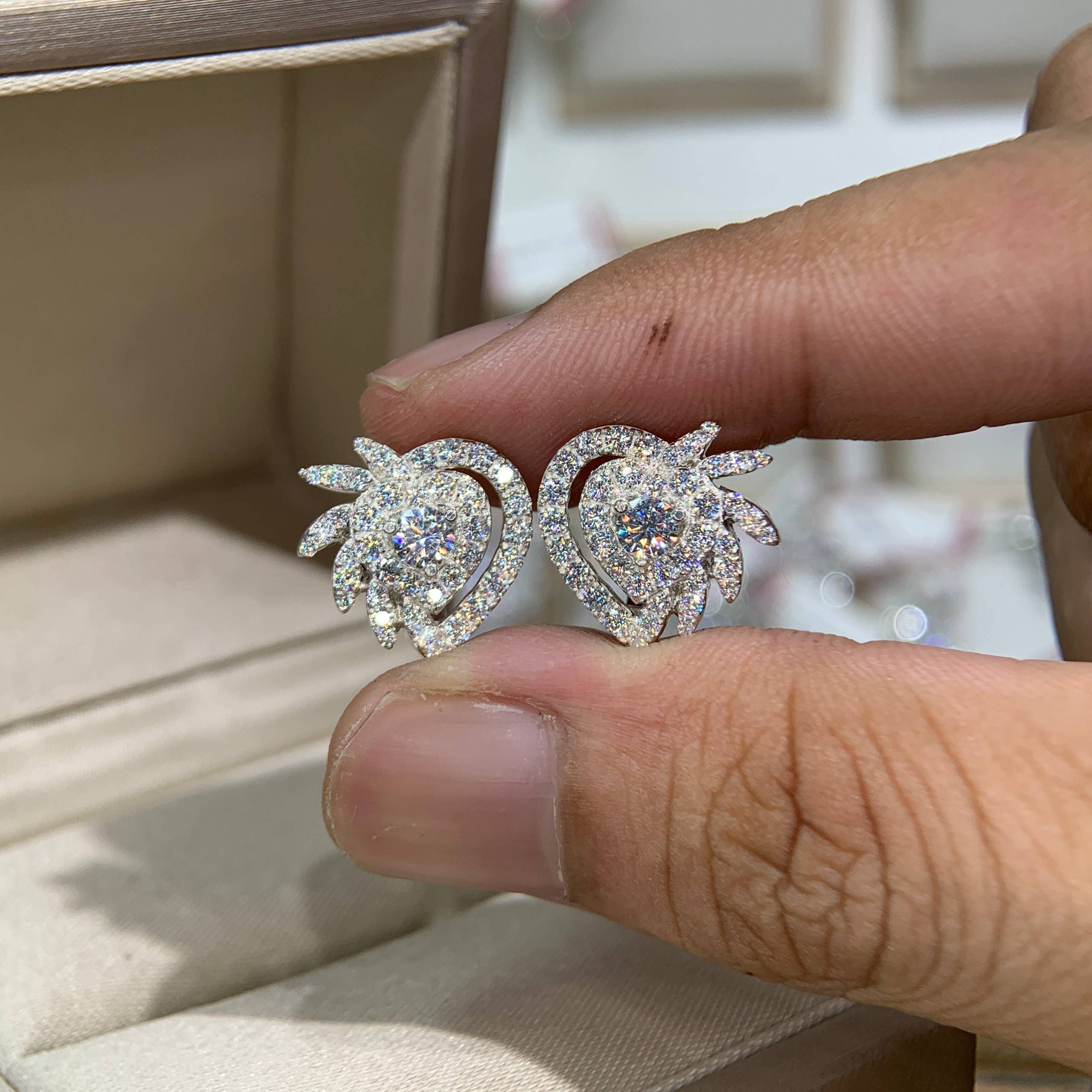 Bông tai kim cương Moissanite GRA (A245) - Ảnh 4