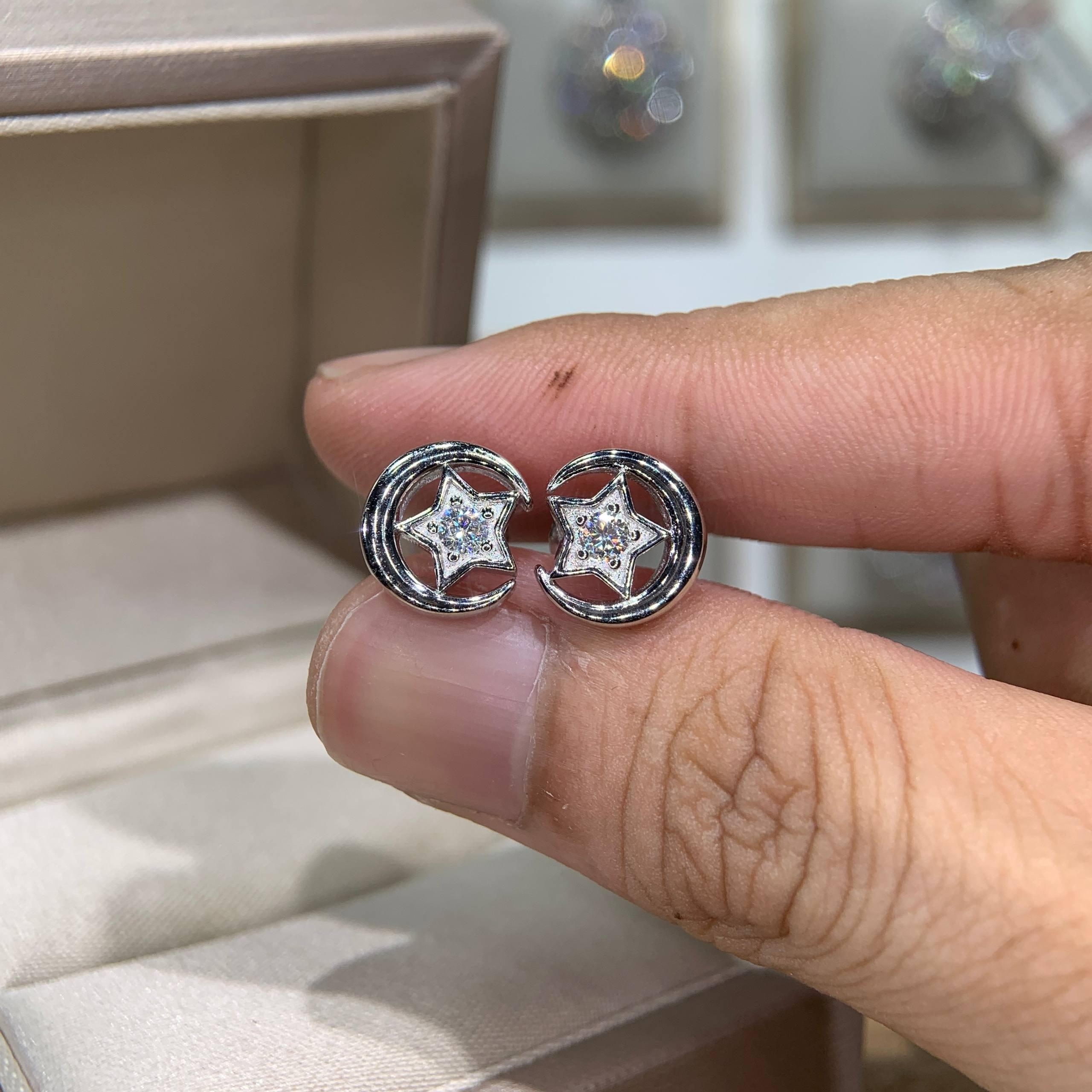 Bông tai kim cương Moissanite GRA (L17) - Ảnh 3