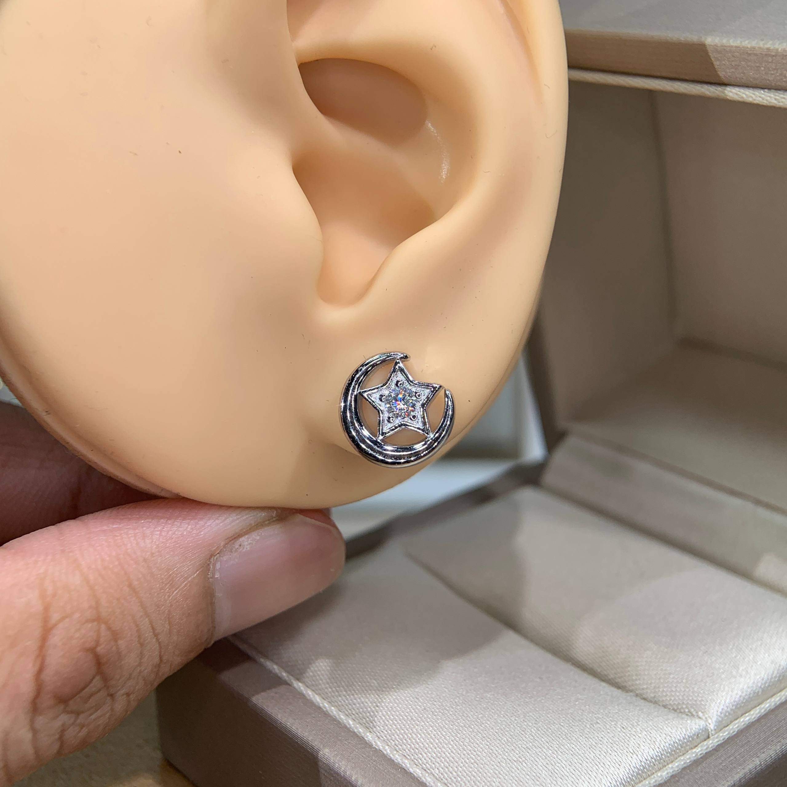 Bông tai kim cương Moissanite GRA (L17)