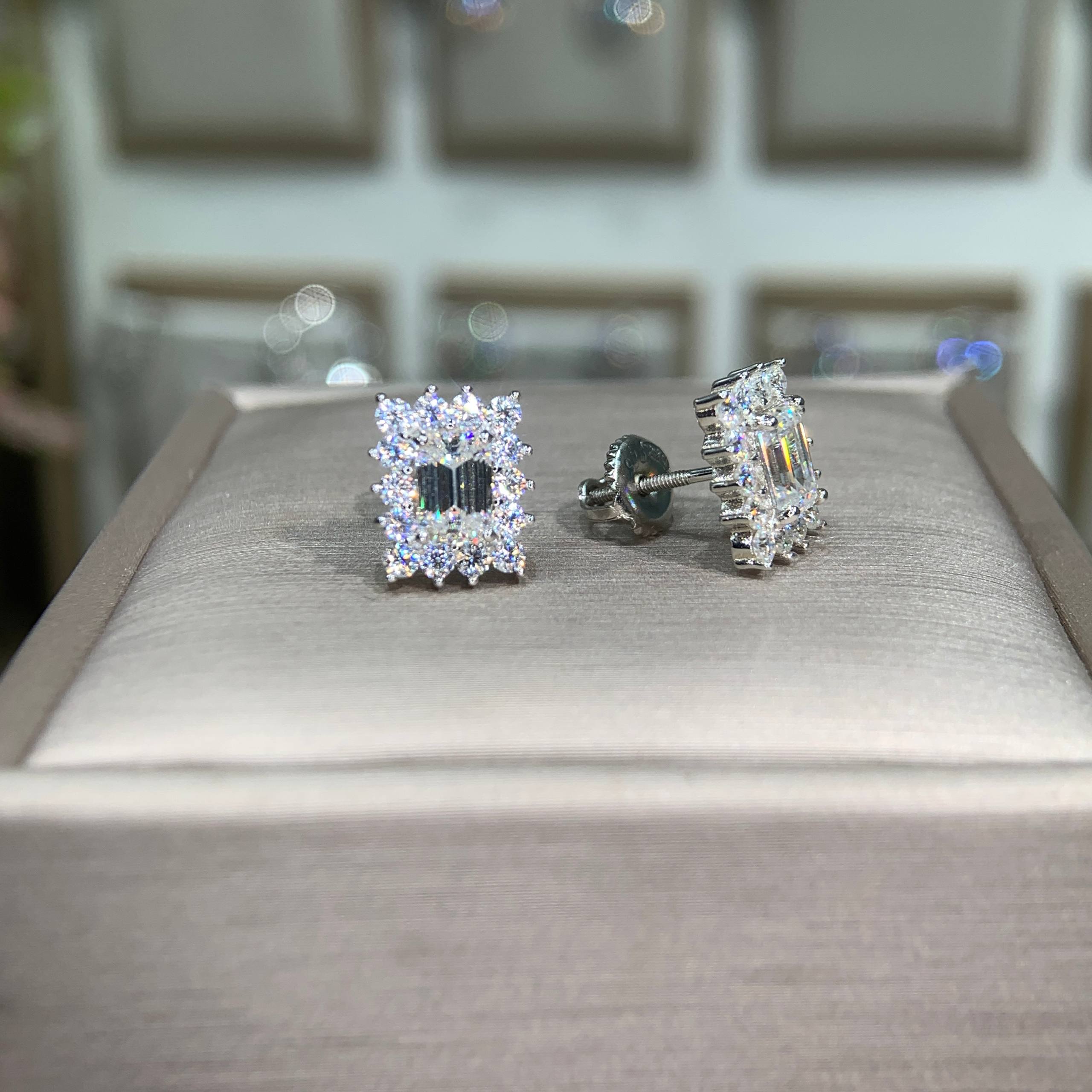 Bông tai kim cương Moissanite GRA (Z75) - Ảnh 2