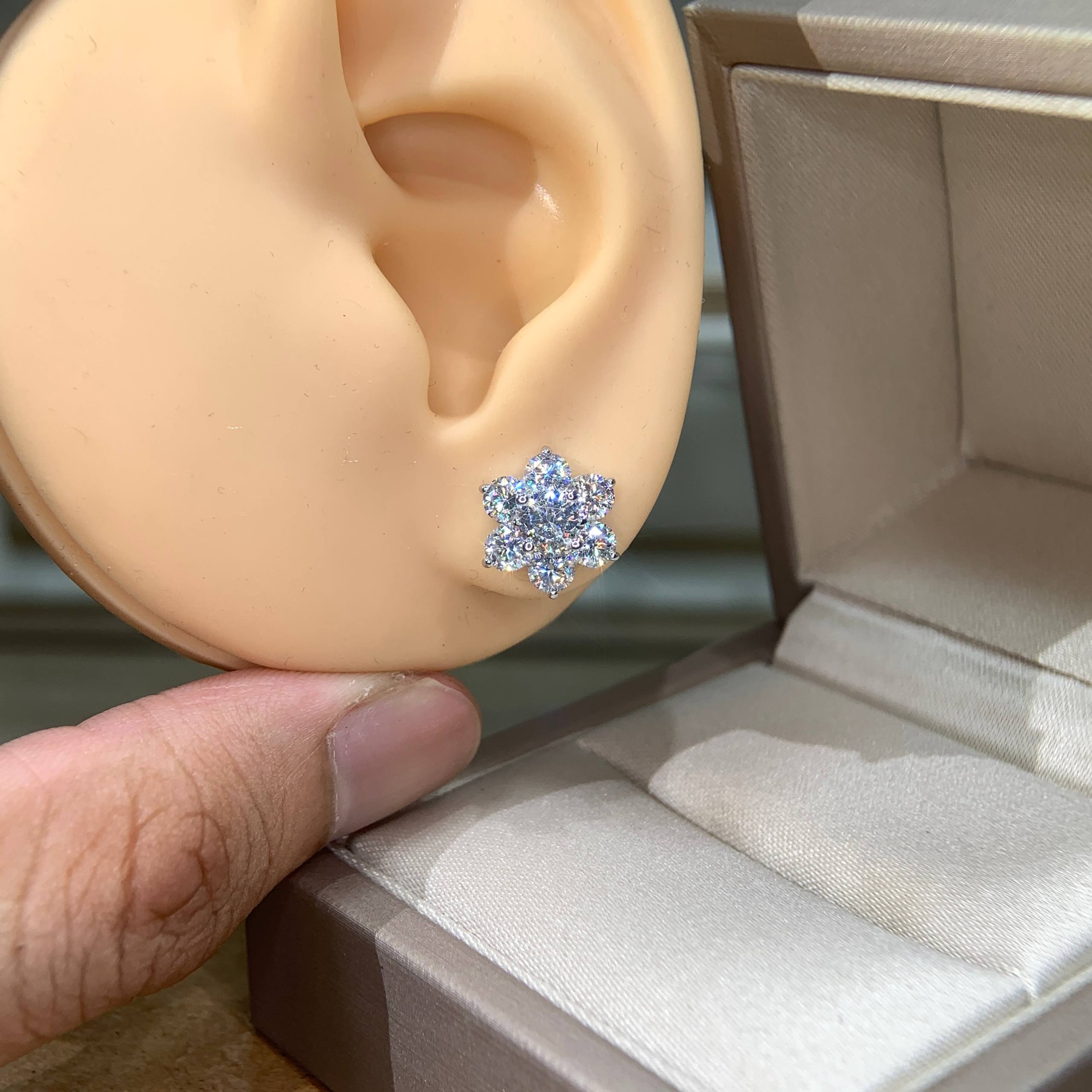 Bông tai kim cương Moissanite GRA (A251) - Ảnh 2