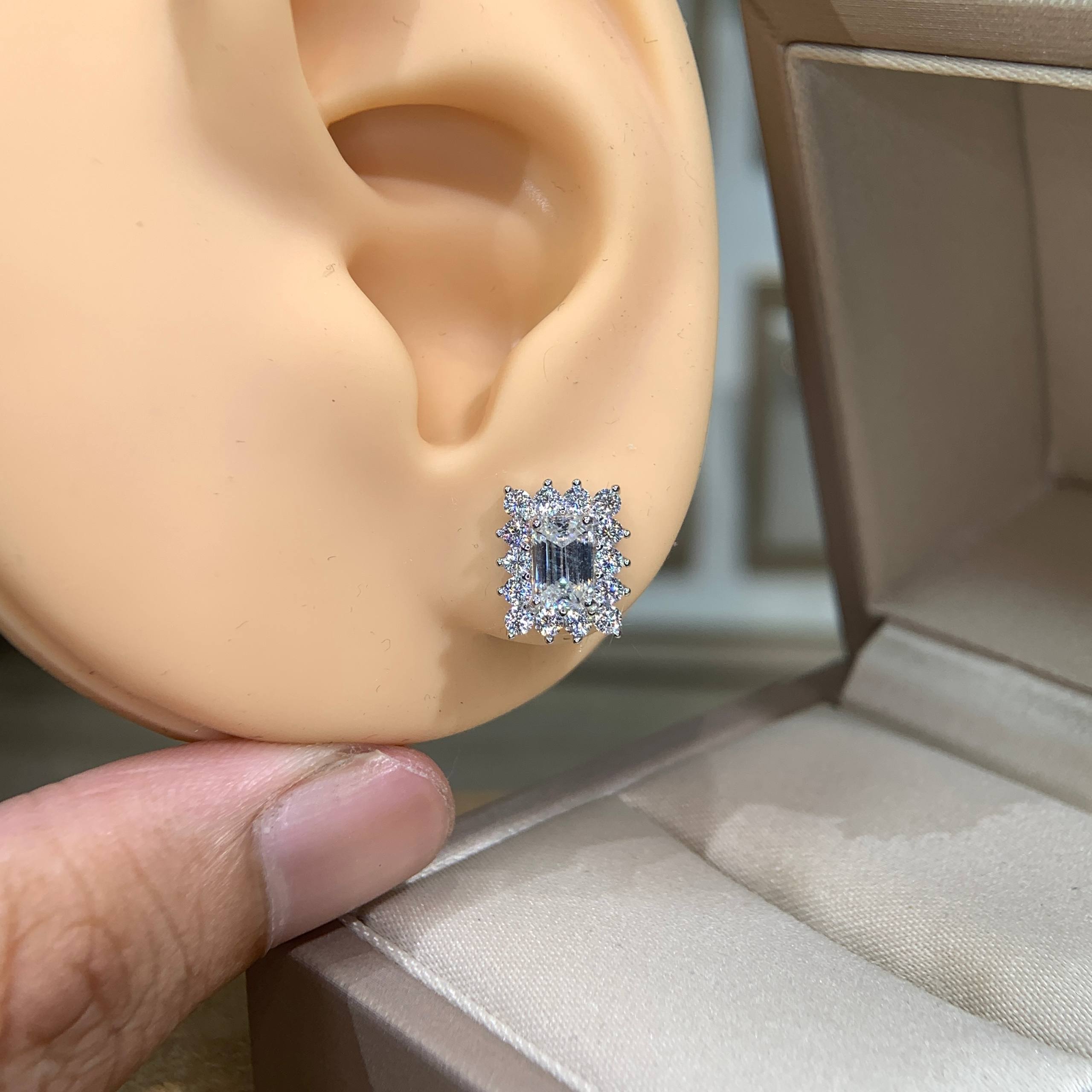 Bông tai kim cương Moissanite GRA (Z75) - Ảnh 4