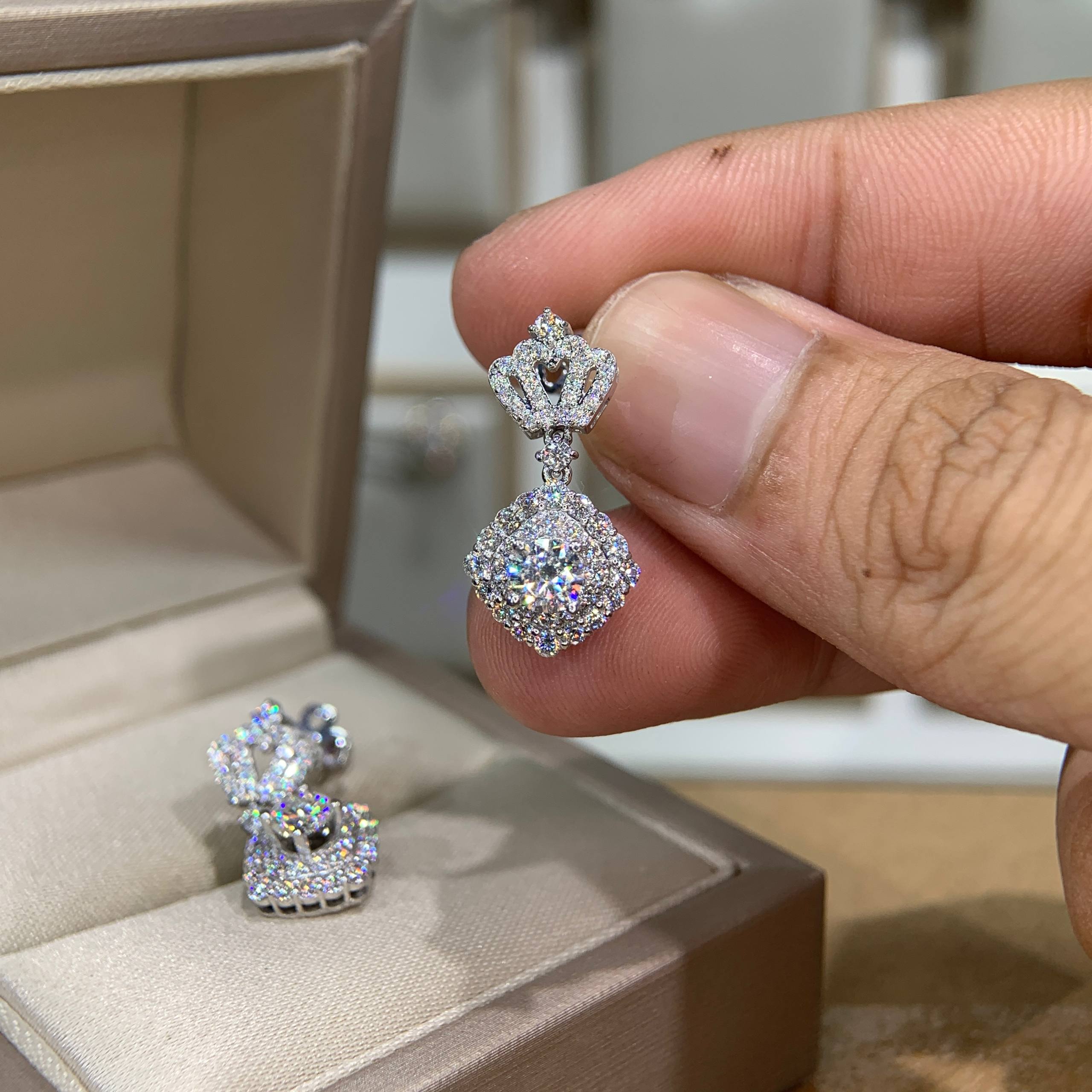 Bông tai kim cương Moissanite GRA (A296) - Ảnh 4