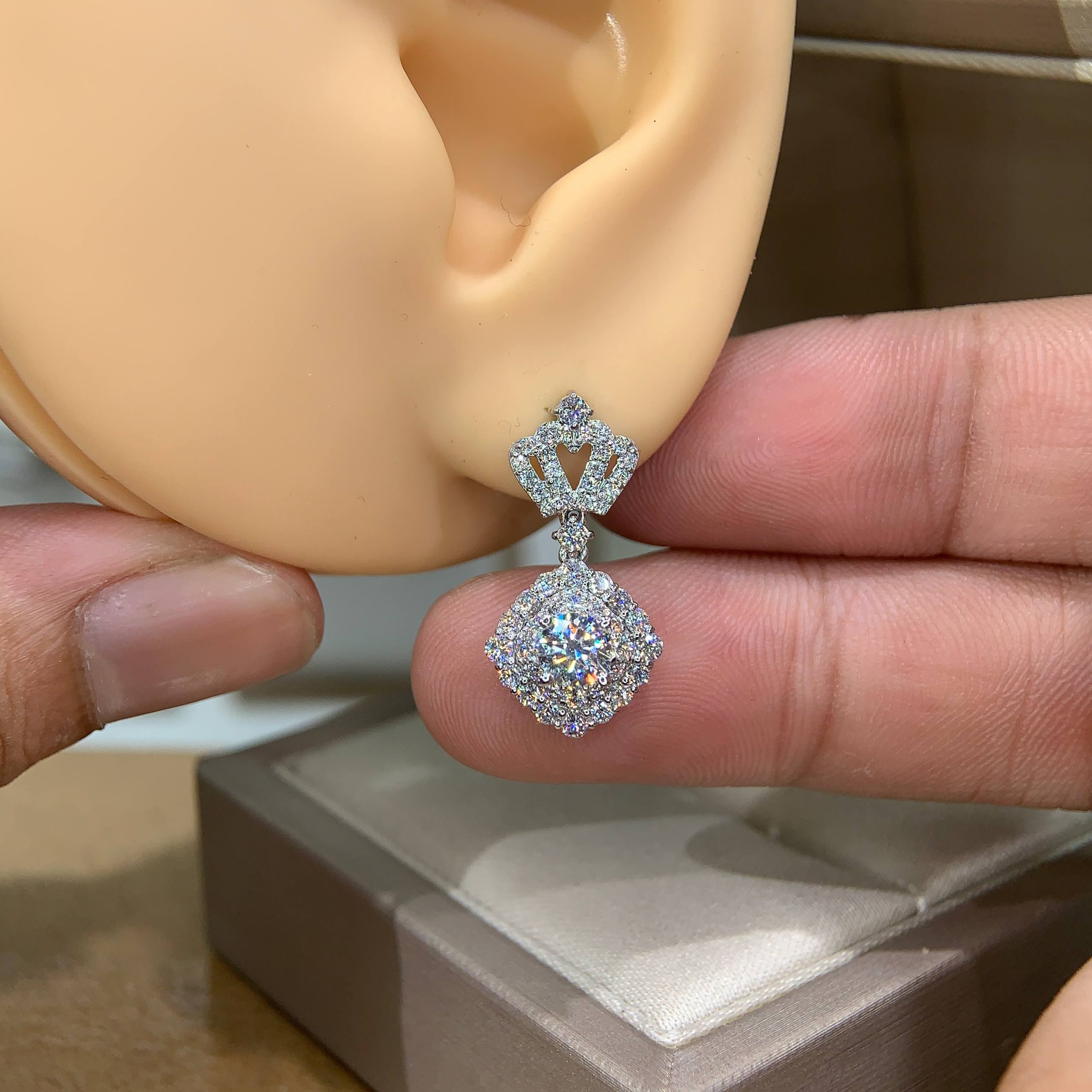 Bông tai kim cương Moissanite GRA (A296) - Ảnh 3