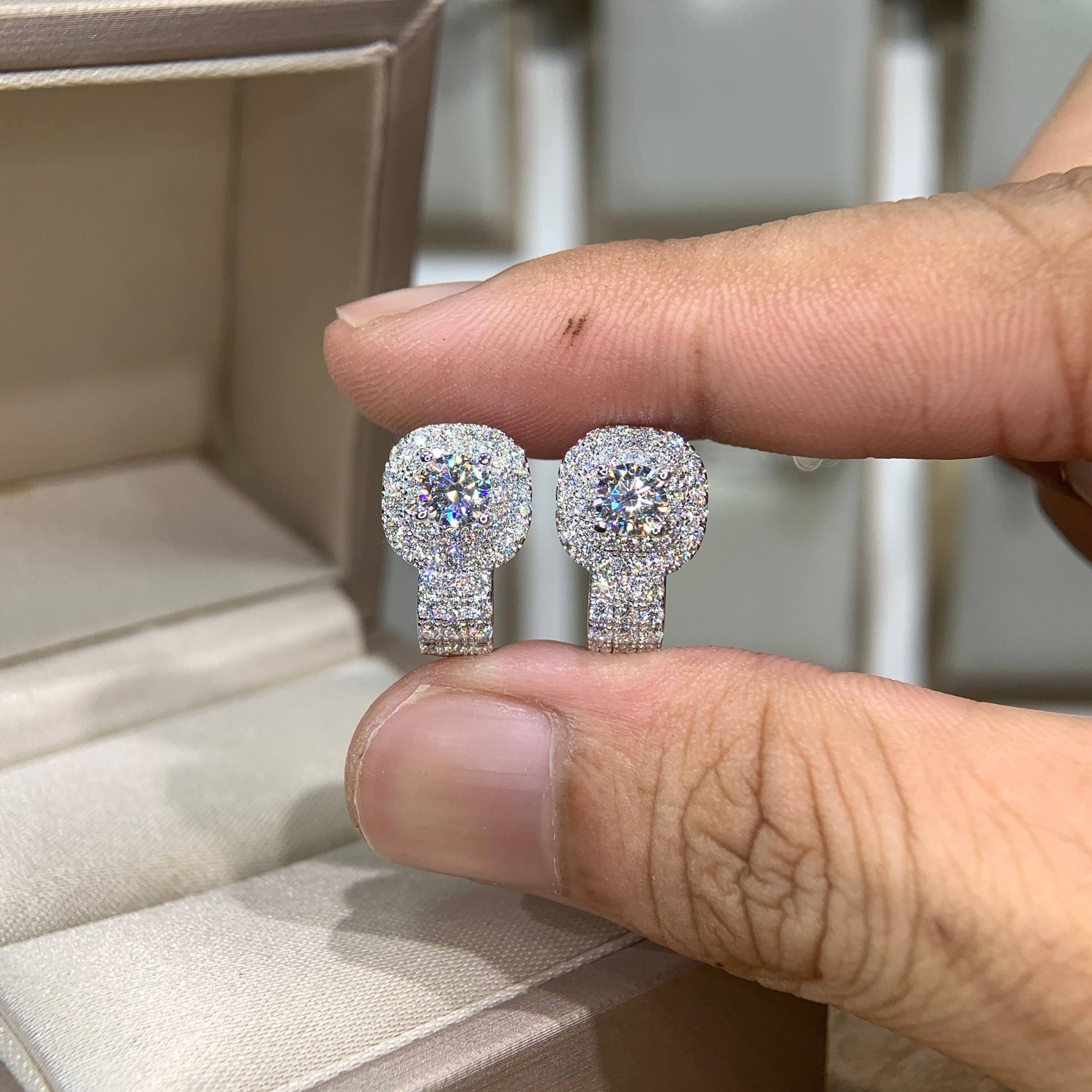 Bông tai kim cương Moissanite GRA (A202) - Ảnh 4