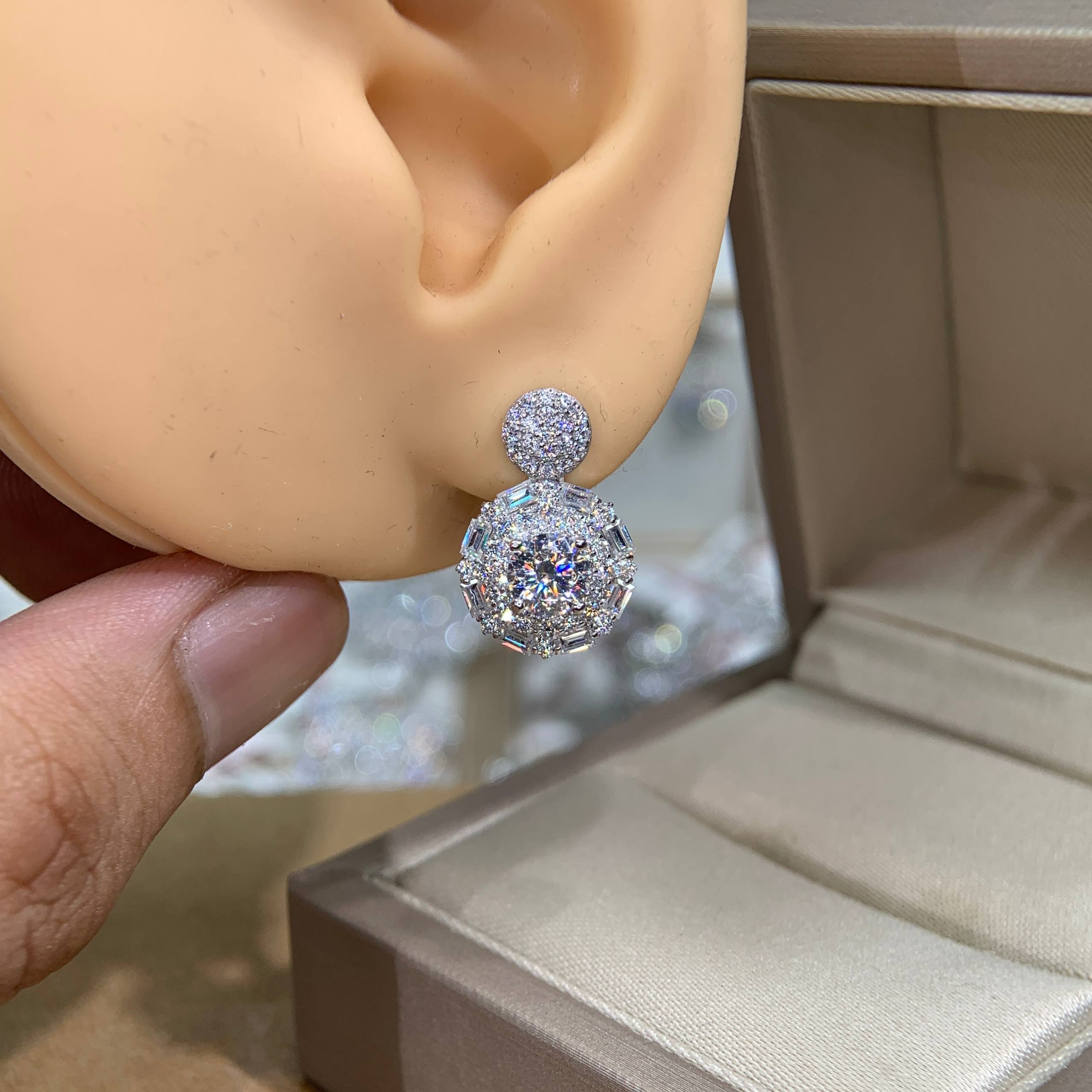 Bông tai kim cương Moissanite GRA (A948) - Ảnh 2