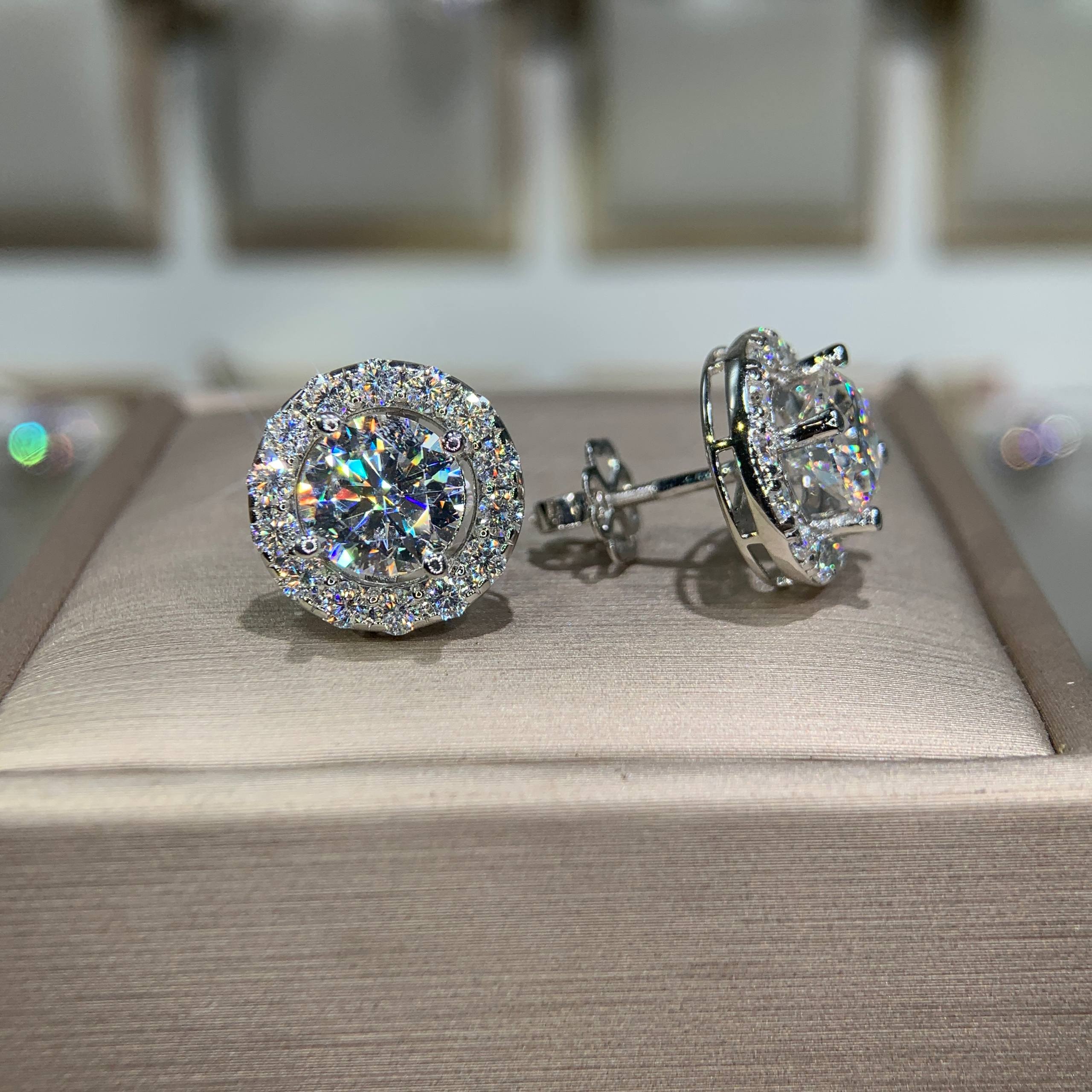 Bông tai kim cương Moissanite GRA (A602) - Ảnh 4