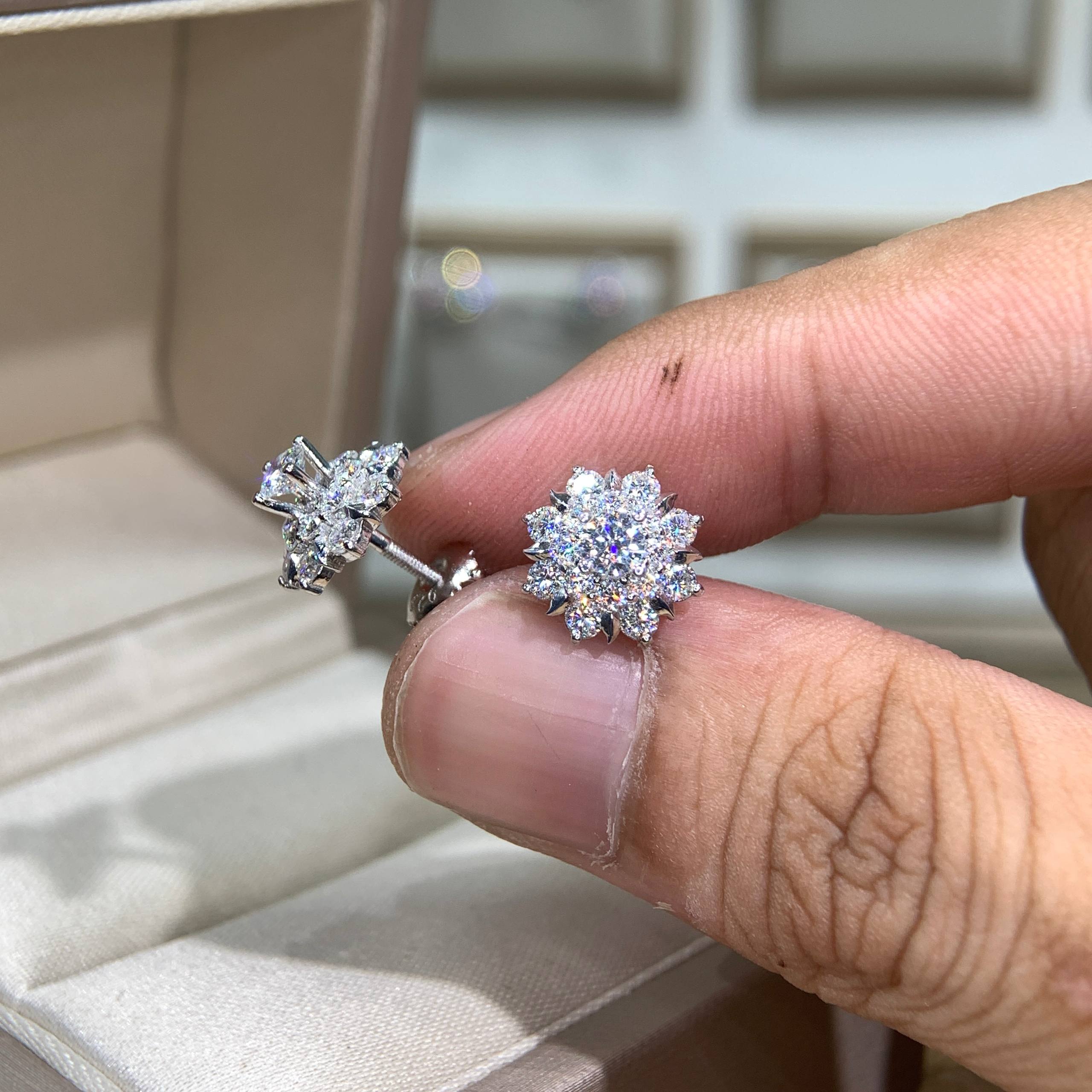 Bông tai kim cương Moissanite GRA (A046) - Ảnh 7