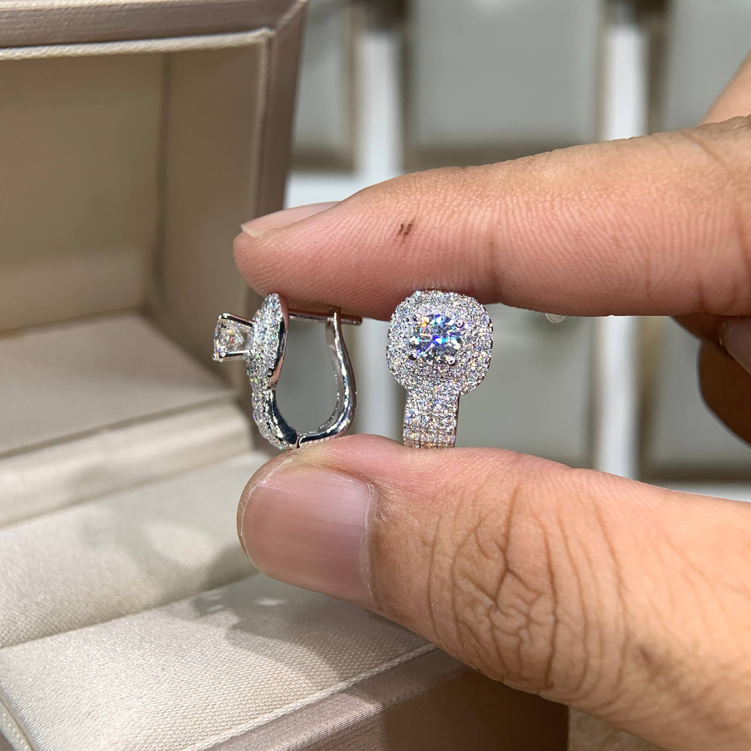 Bông tai kim cương Moissanite GRA (A202) - Ảnh 3