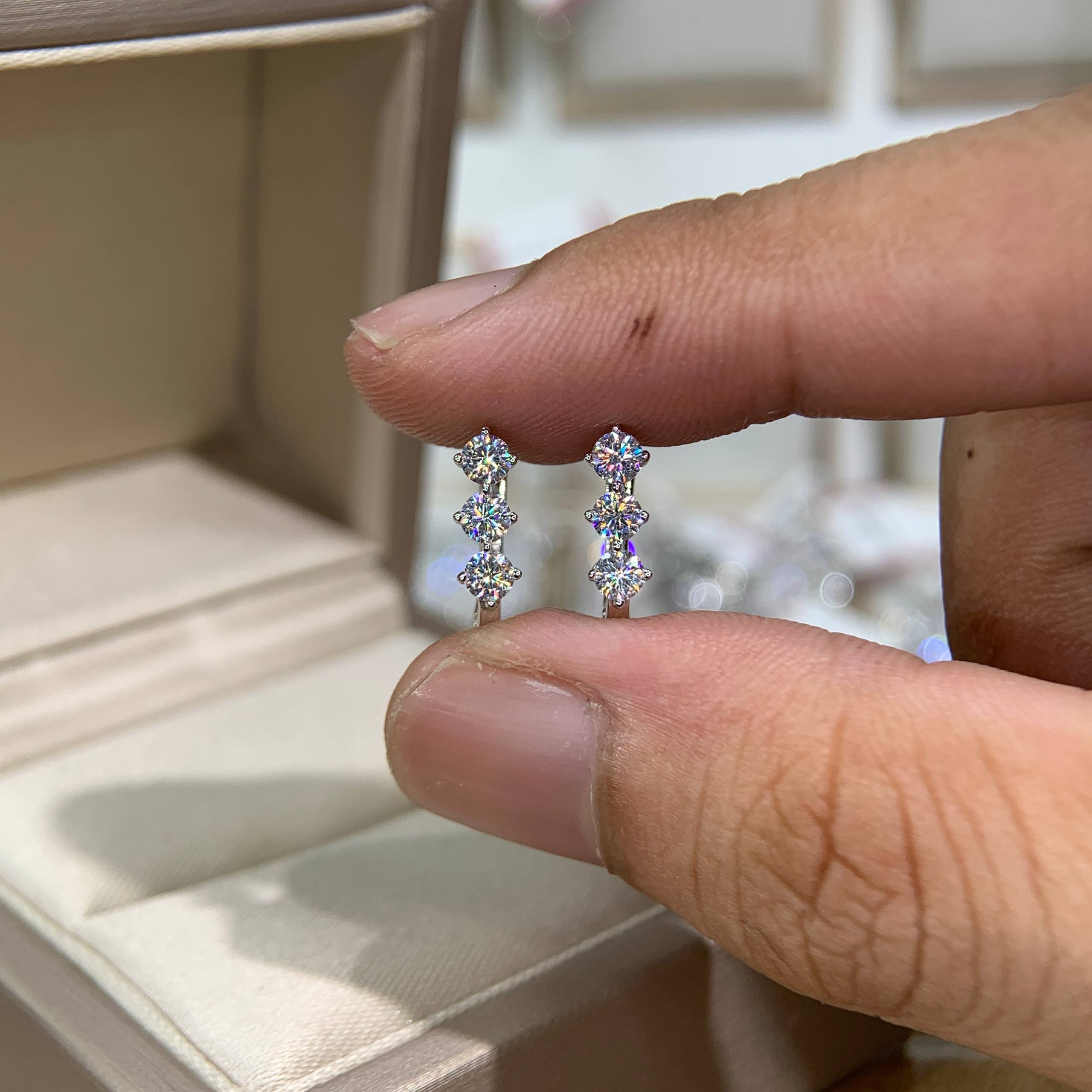 Bông tai kim cương Moissanite GRA (P15) - Ảnh 5